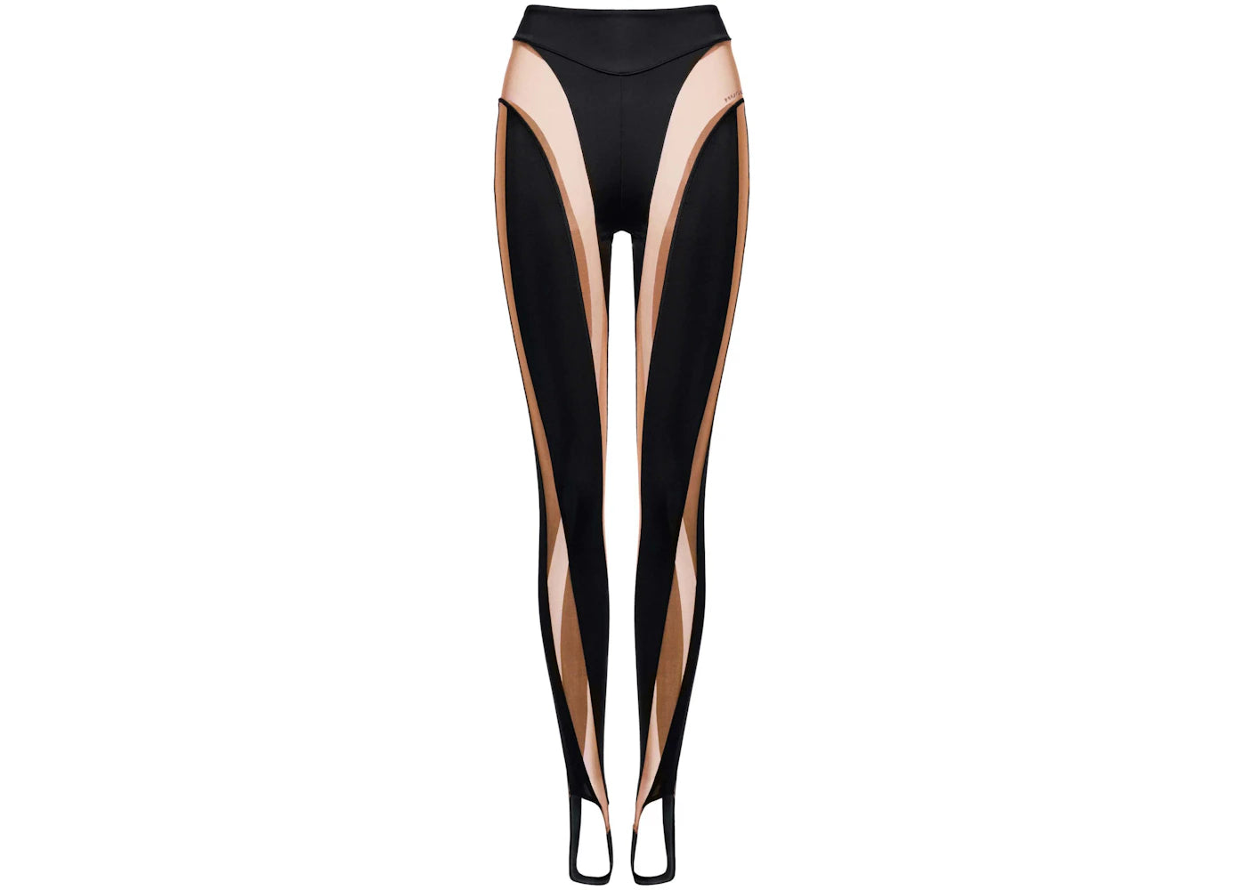 Mugler H&M Mesh-Paneled Stirrup Leggings Beige/Color-Block