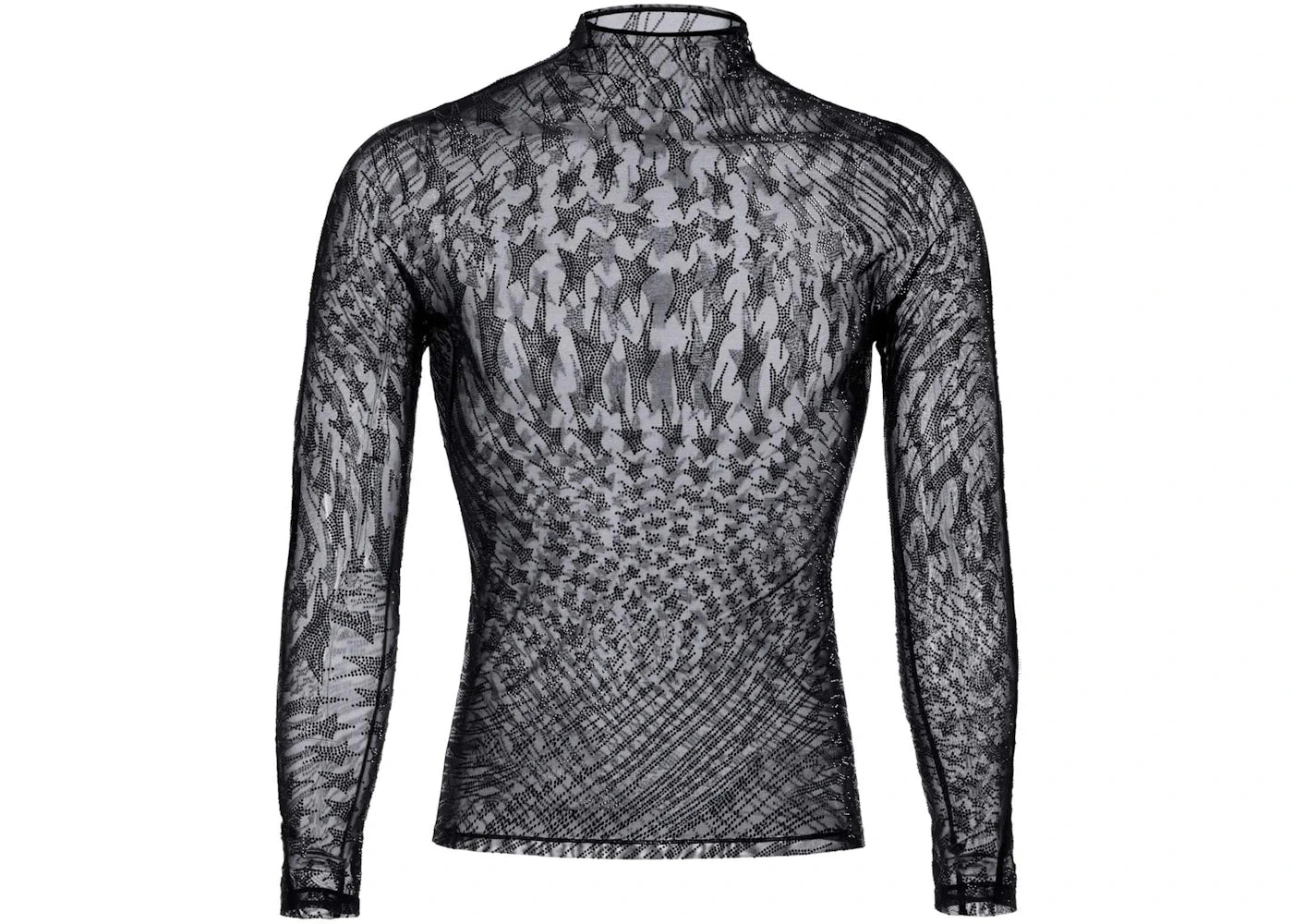 Mugler H&M Rhinestone-Embellished Mesh Shirt (Mens) Black