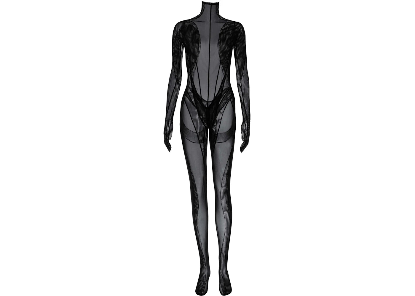 Mugler H&M Spiral-Panel Catsuit Black