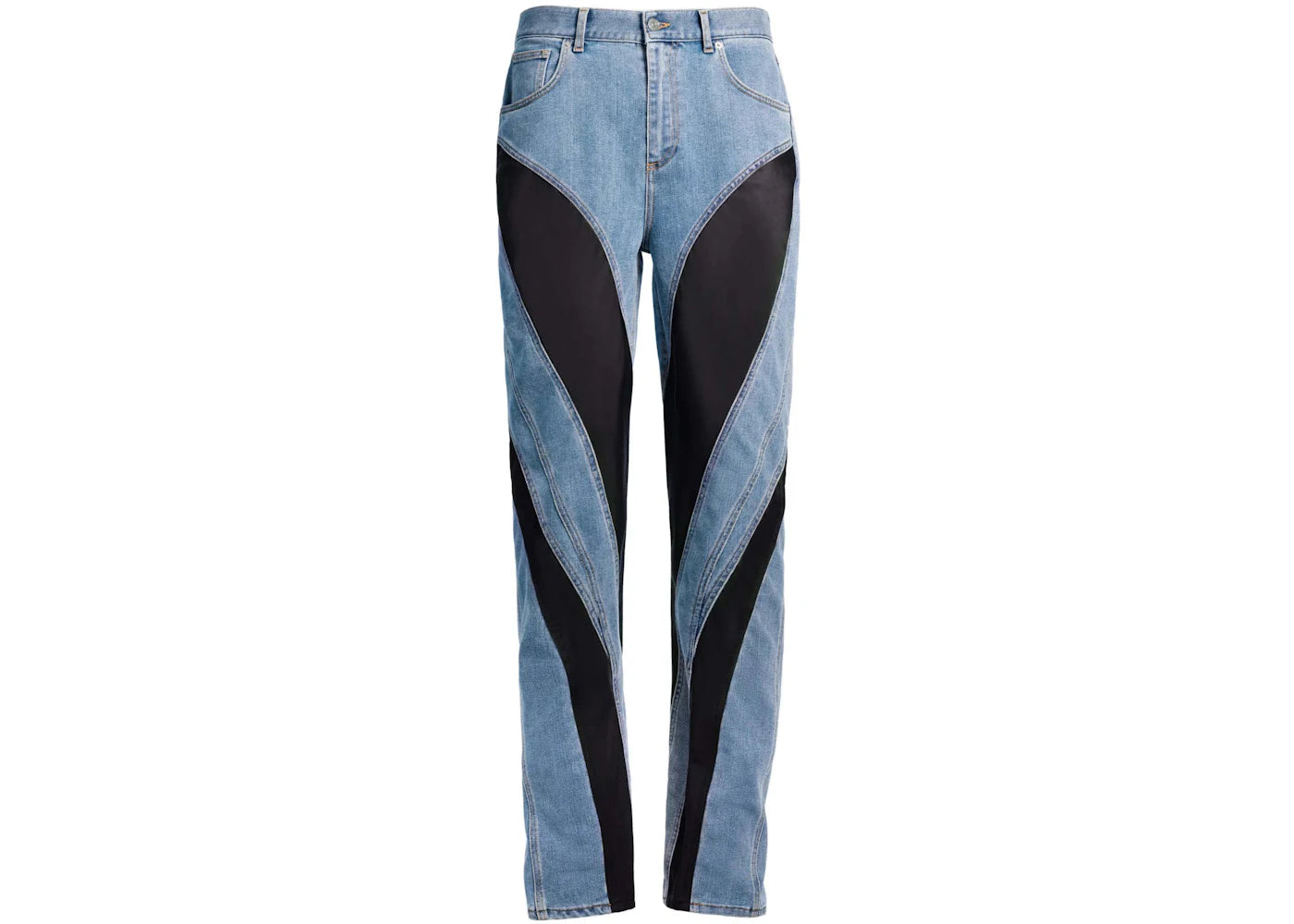 Mugler H&M Spiral-Panel Jeans (Mens) Light Denim Blue/Black