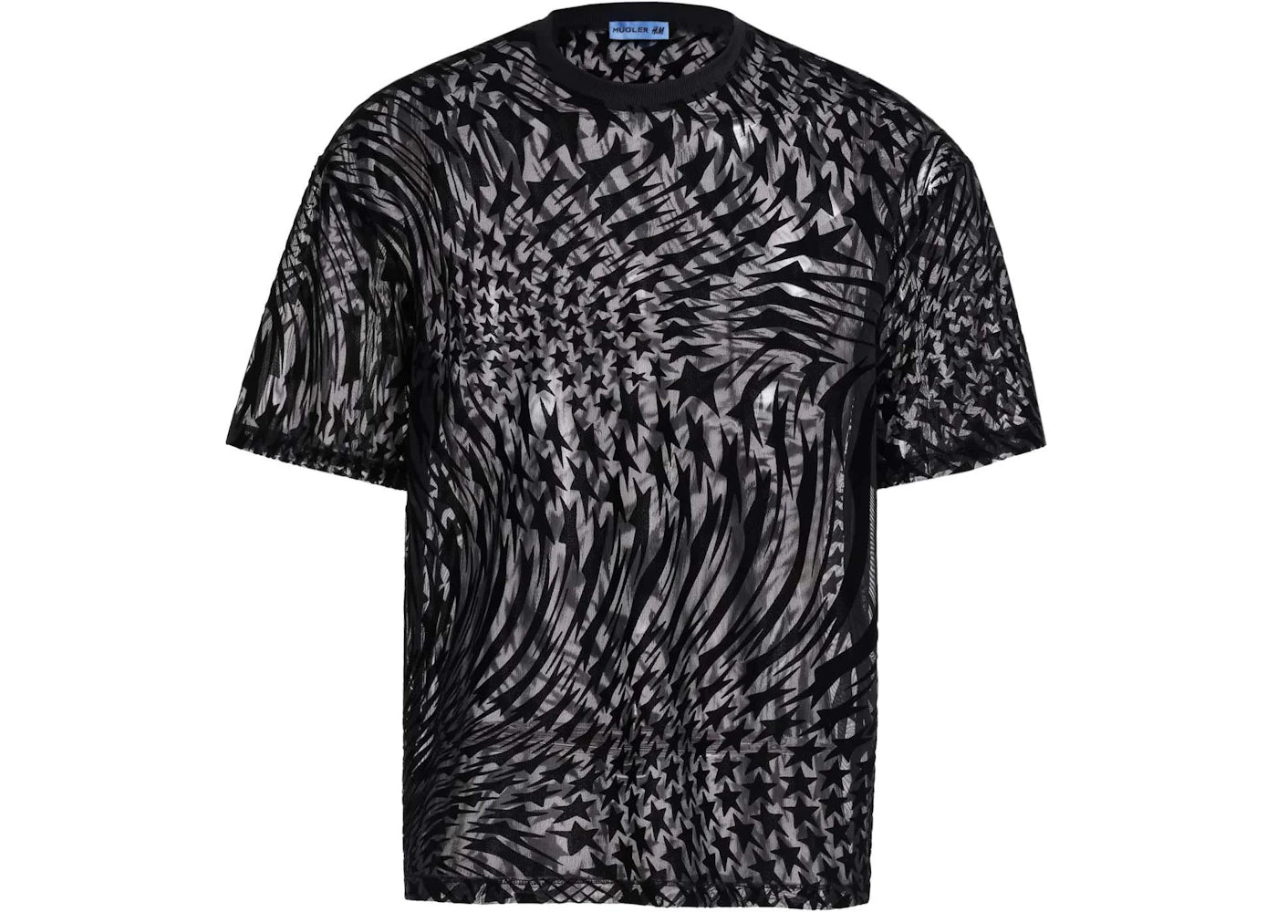 Mugler H&M Swirling Star Mesh T-shirt (Mens) Black