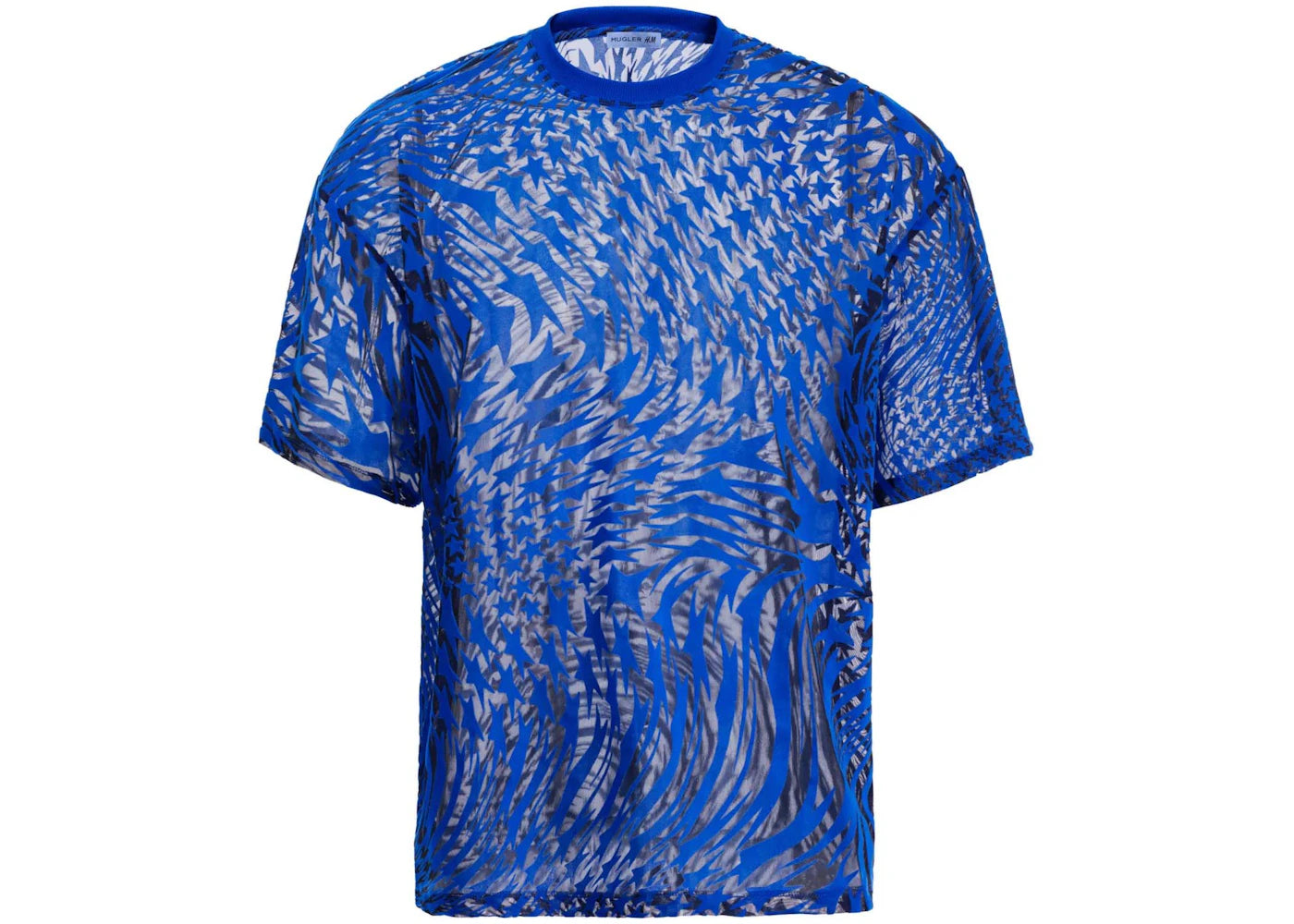 Mugler H&M Swirling Star Mesh T-shirt (Mens) Klein Blue