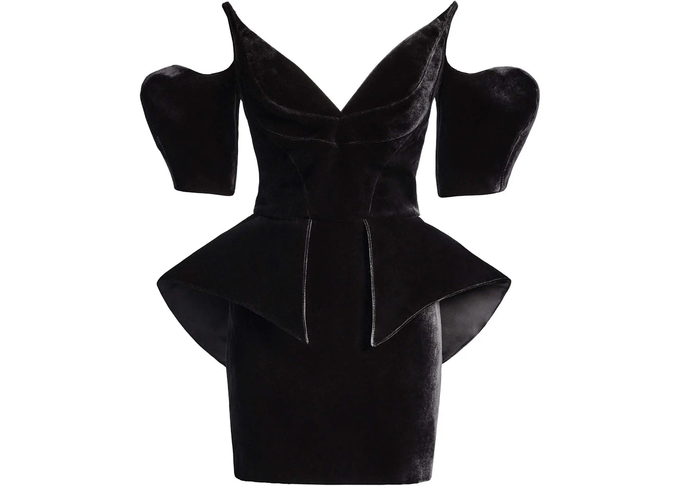 Mugler H&M Velvet Peplum Dress Black