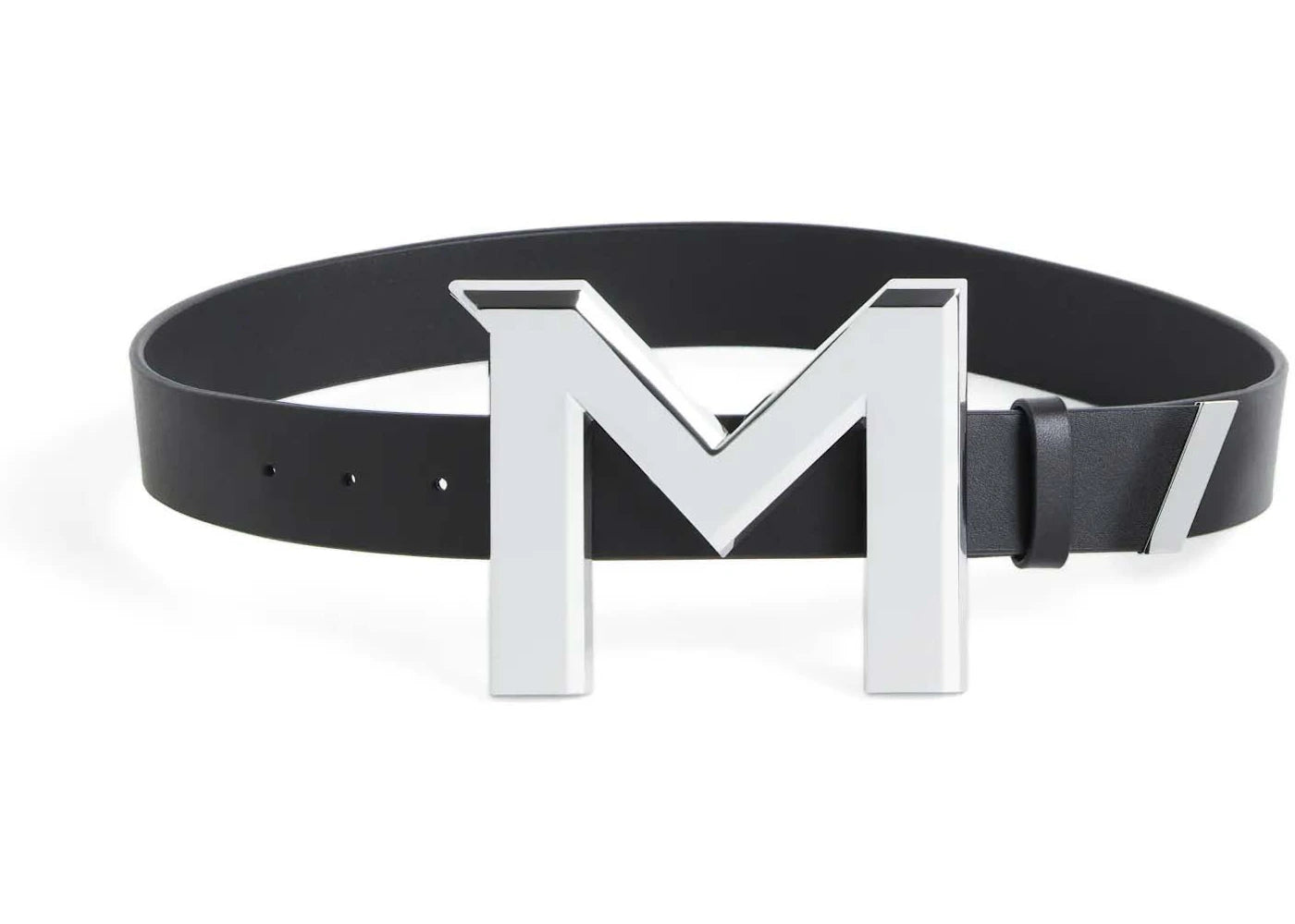 Mugler H&M M-Buckle Leather Belt Black