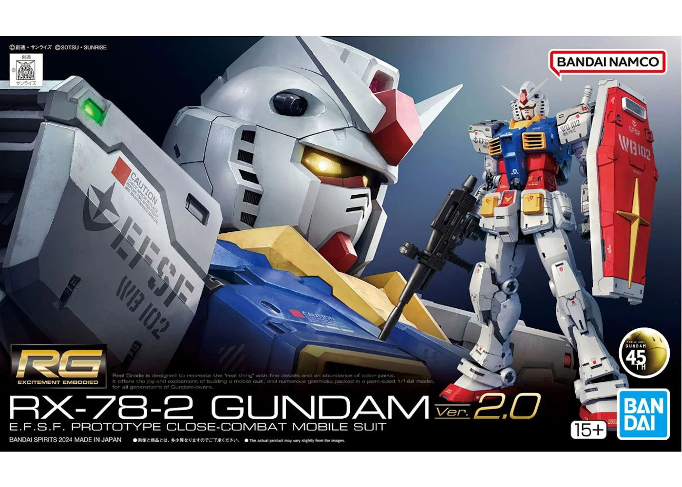 Bandai Namco Gundam 1/144 RG RX-78-2 Gundam 2.0 Model Kit Figure (2024)