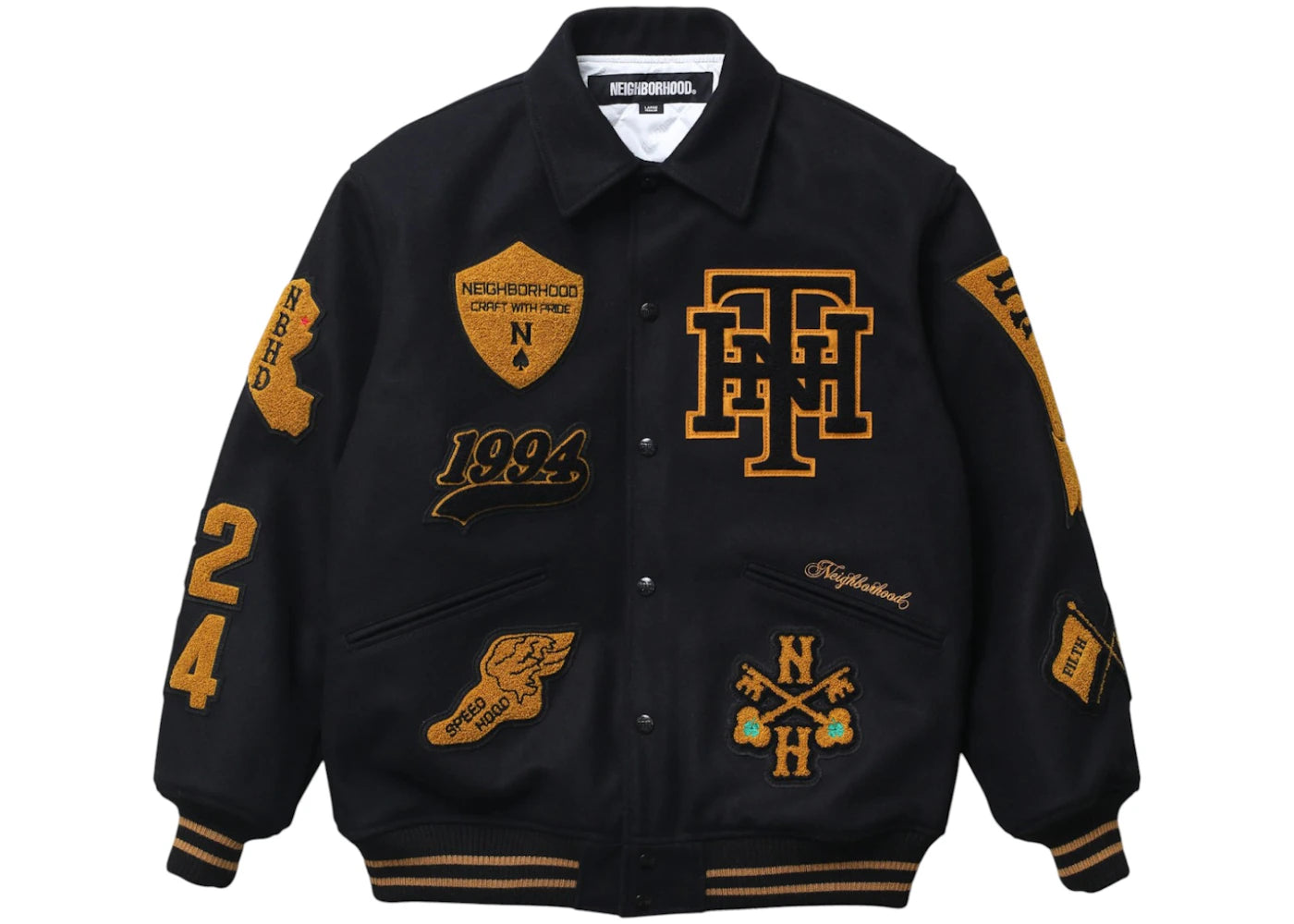 Neighborhood Stadium Jacket Black x Gold