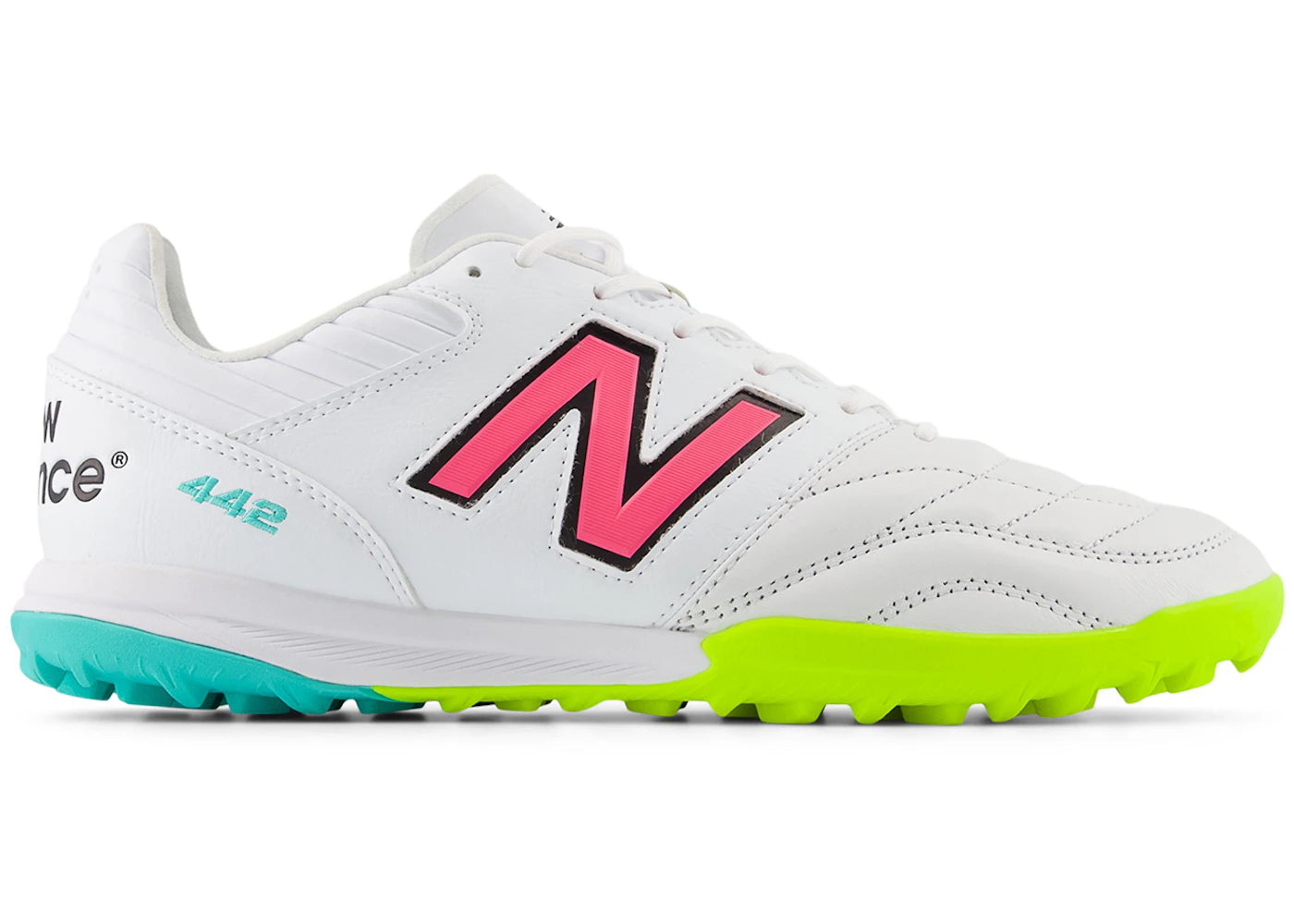 New Balance 442 Pro TF v2 White Hi-Lite Neon Pink