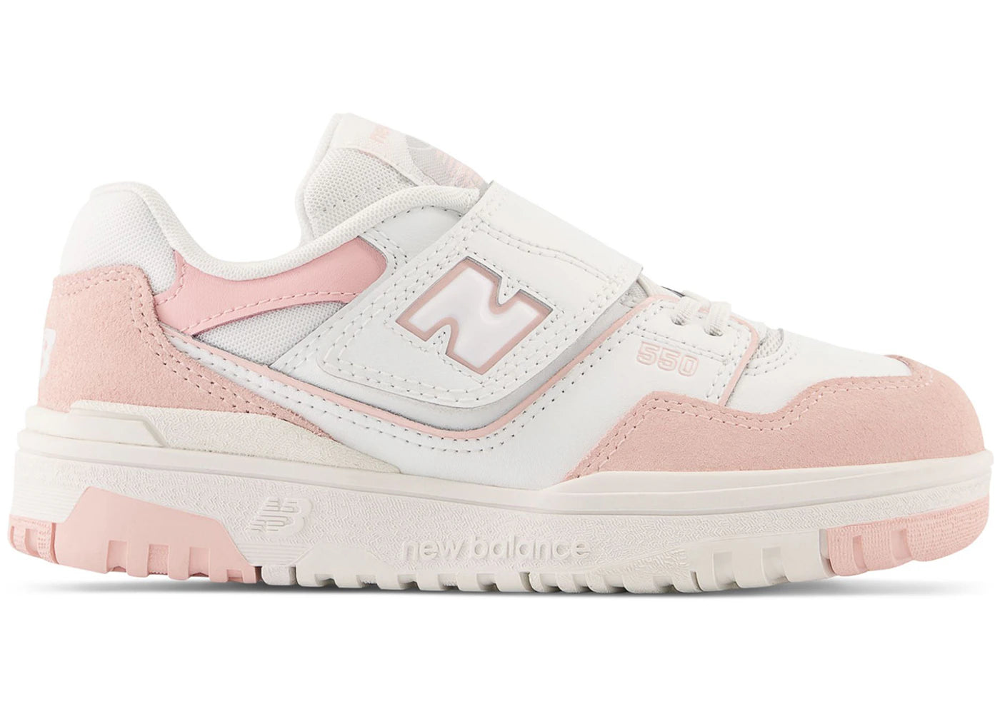 New Balance 550 Bungee Lace White Pink Haze (PS)