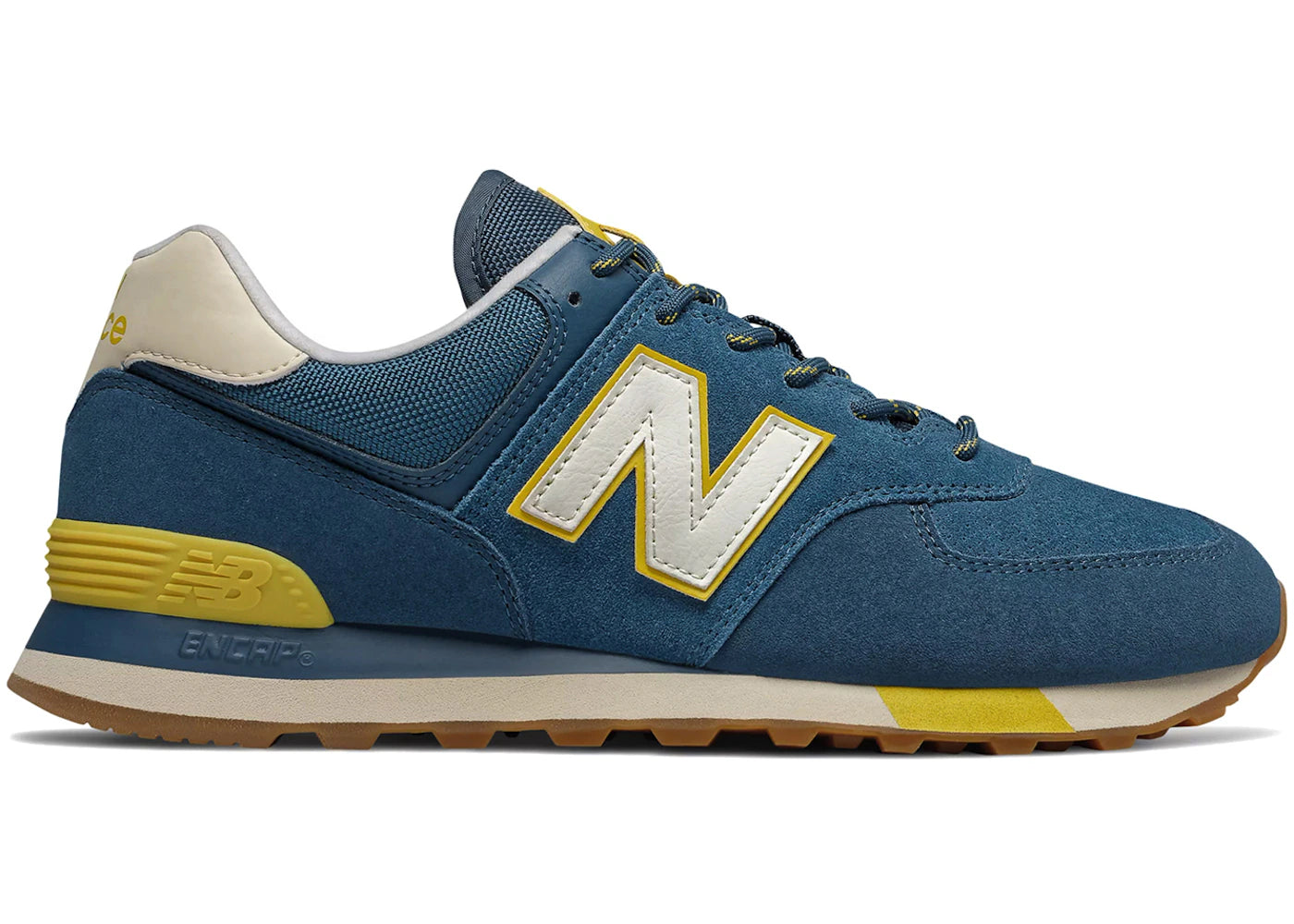 New Balance 574 Dark Blue Sulphur Yellow Gum