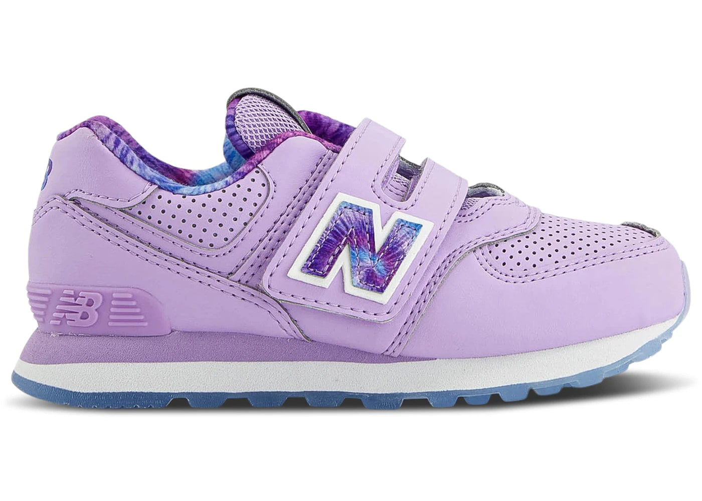 New Balance 574 Hook and Loop Lilac Glo Electric Sky Tie-Dye (PS)