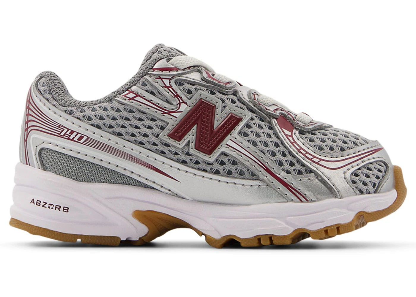 New Balance 740 Bungee Lace Silver Metalic Monarch Burgundy (TD)