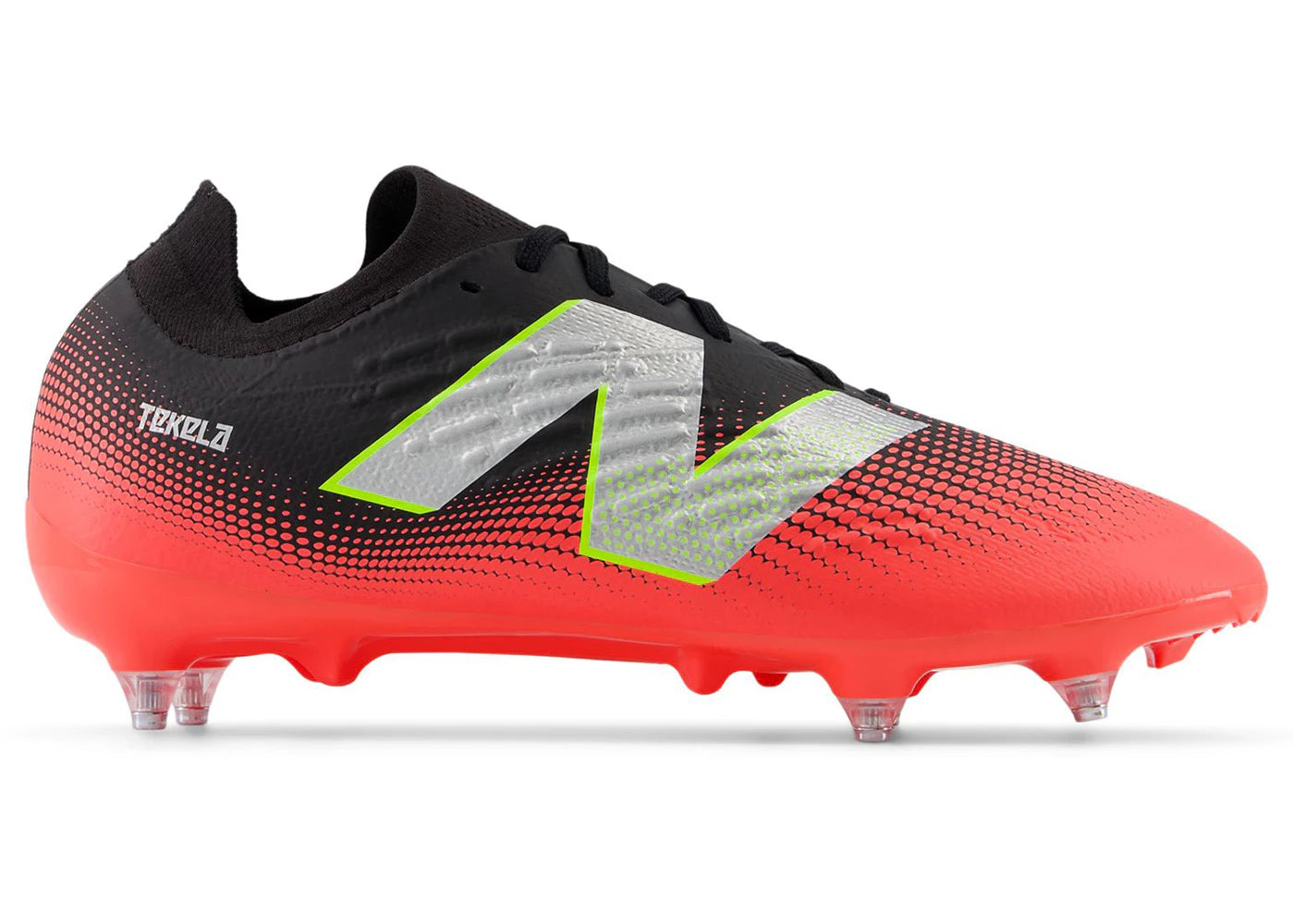 New Balance Tekela Magia V4+ Low Laced SG Black Energy Red Metallic Silver