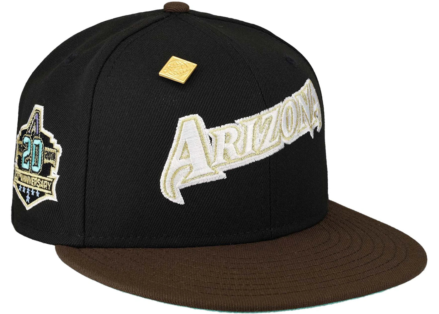 New Era Arizona Diamondbacks Capsule Vintage Series 20th Anniversary Patch 59Fifty Fitted Hat Black/Teal