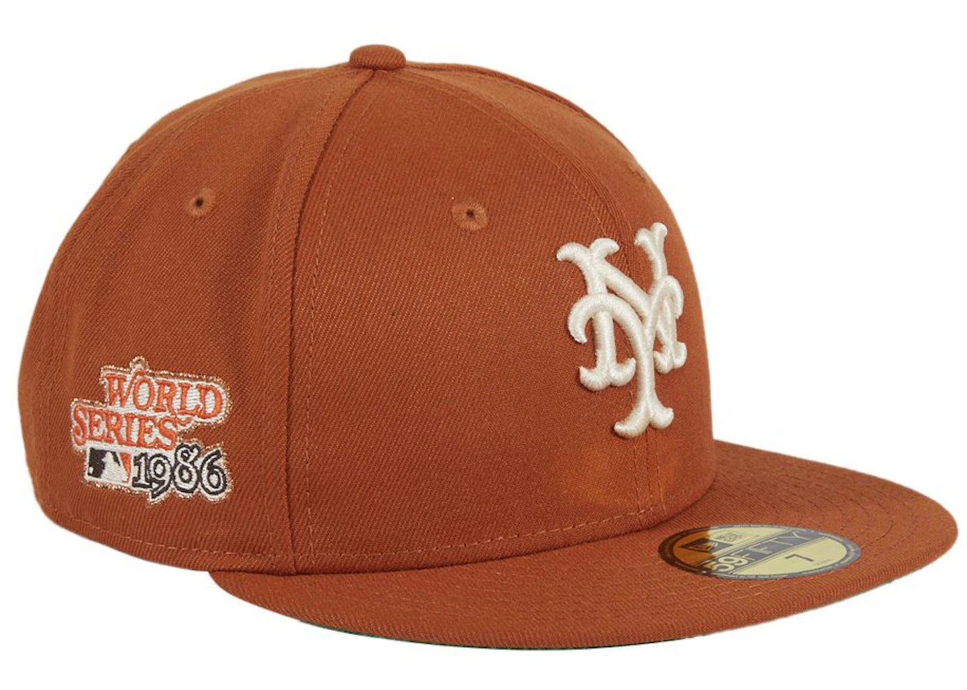 New Era Campfire New York Mets 1986 World Series Patch Hat Club Exclusive 59Fifty Fitted Hat Burnt Orange