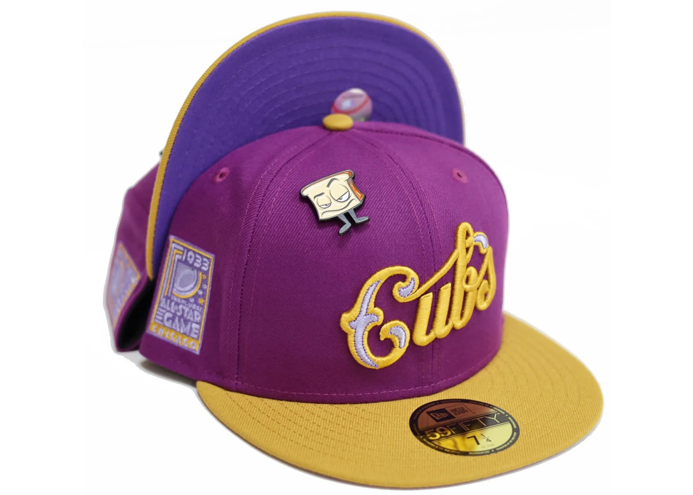 New Era Chicago Cubs Script Capsule PBJ 2.0 Alternate 1933 All Star Game 59Fifty Fitted Hat Purple/Brown