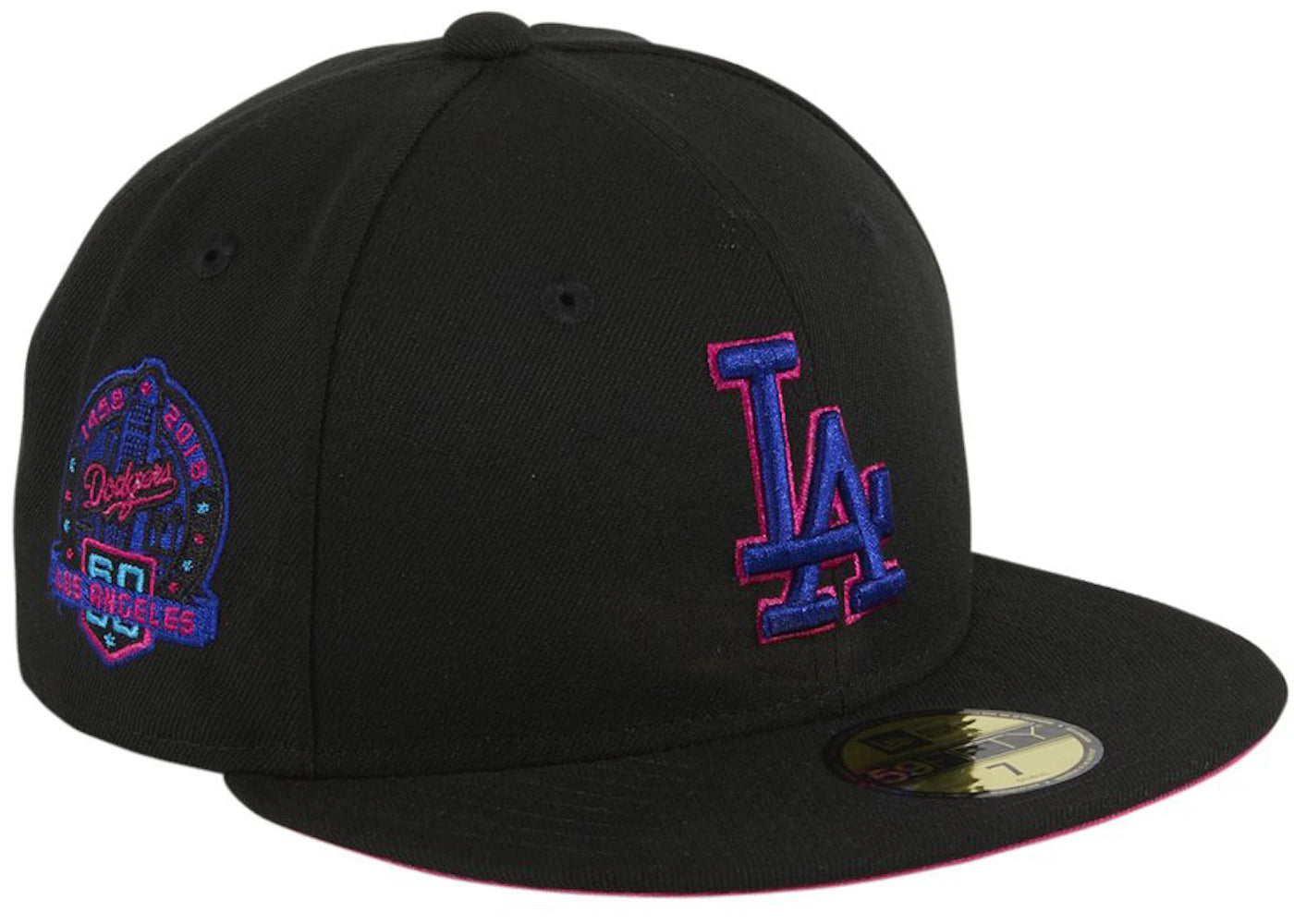 New Era Los Angeles Dodgers Cyberpunks 60th Anniversary Patch Hat Club Exclusive 59Fifty Fitted Hat Black