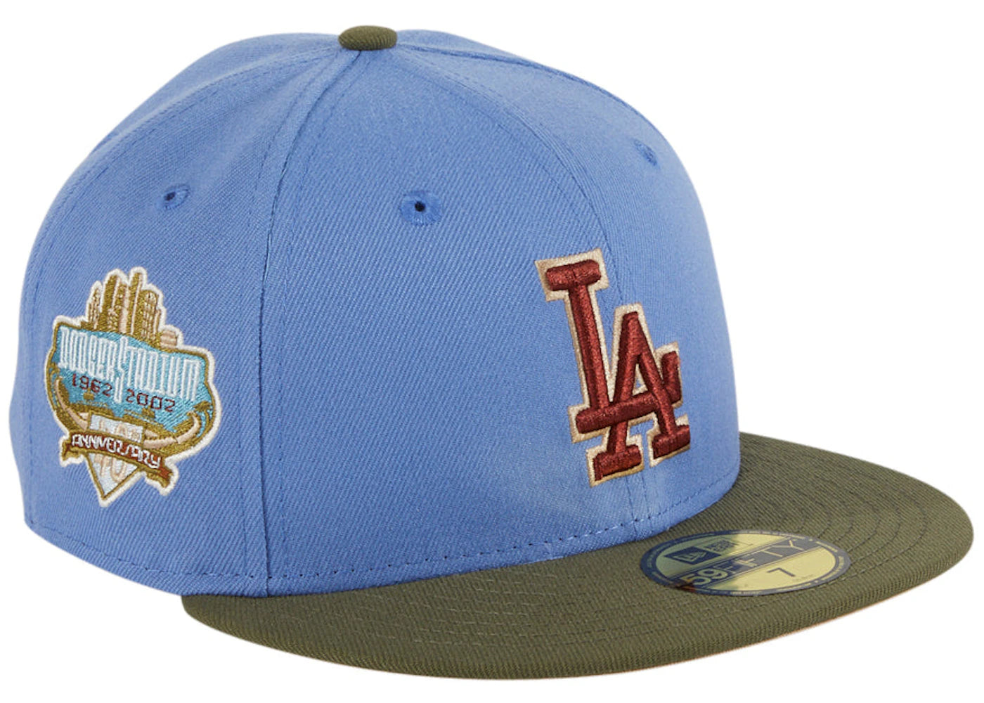 New Era Los Angeles Dodgers Great Outdoors 40th Anniversary Stadium Patch Hat Club Exclusive 59Fifty Fitted Hat Indigo/Olive