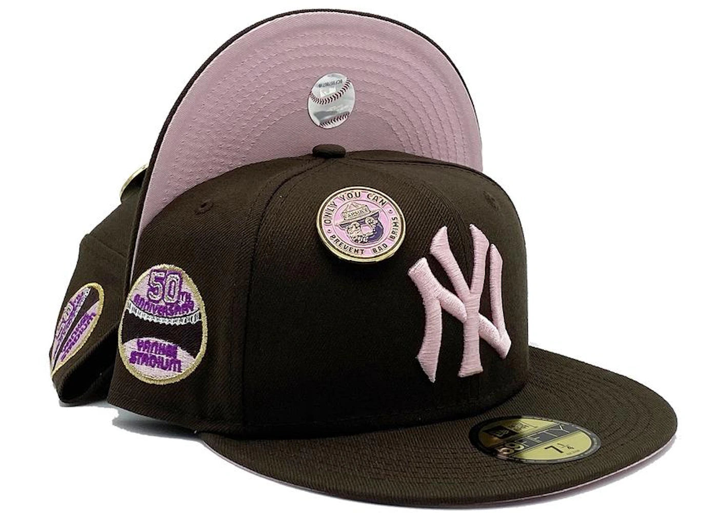 New Era New York Yankees No Bad Brims Collection 50th Anniversary Capsule Hats Exclusive 59Fifty Fitted Hat Brown/Pink