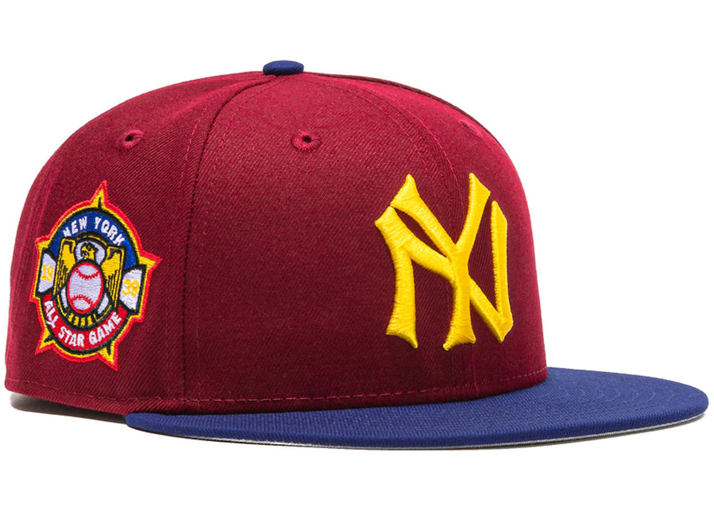 New Era New York Yankees Sangria 1939 All Star Game Patch Hat Club Exclusive 59Fifty Fitted Hat Cardinal/Royal