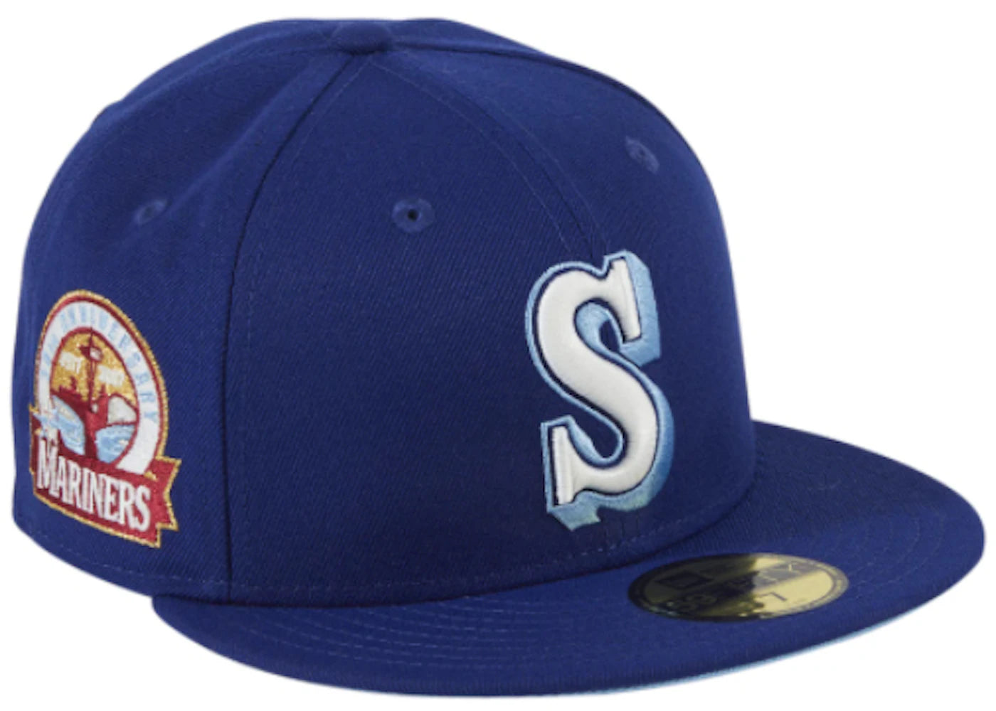 New Era Seattle Mariners Quiet Storm Hat Club Exclusive 30th Anniversary Patch 59Fifty Fitted Hat Royal/White