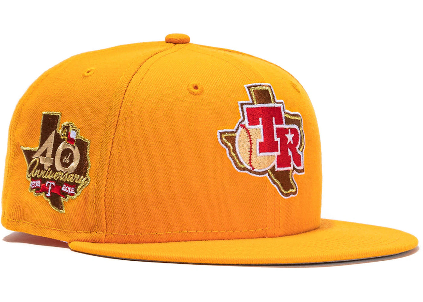 New Era Texas Rangers Beer Pack 40th Anniversary Patch Hat Club Exclusive 59Fifty Fitted Hat Gold/Brown