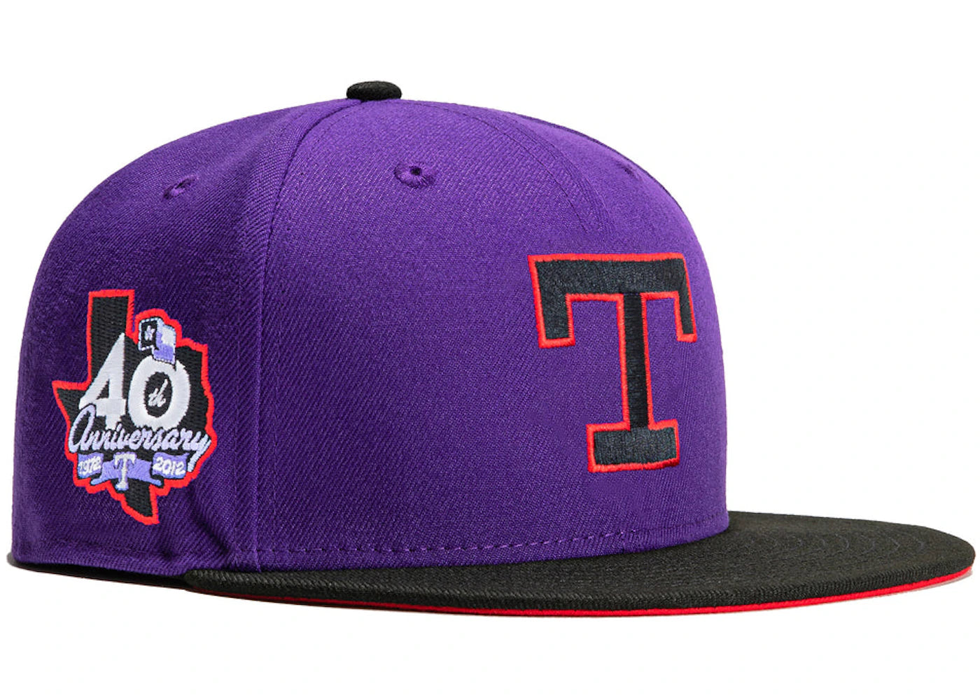 New Era Texas Rangers T-Dot 40th Anniversary Patch Hat Club Exclusive 59Fifty Fitted Hat Purple/Black