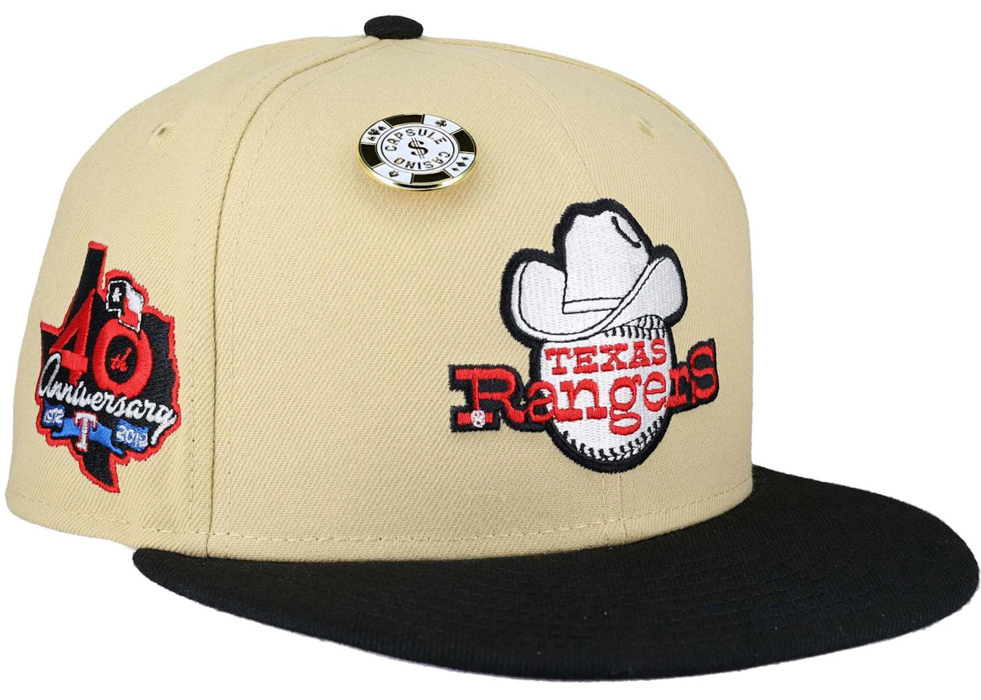 New Era Texas Rangers Vegas Gold Collection 40th Anniversary Patch 59Fifty Fitted Hat Tan/Grey