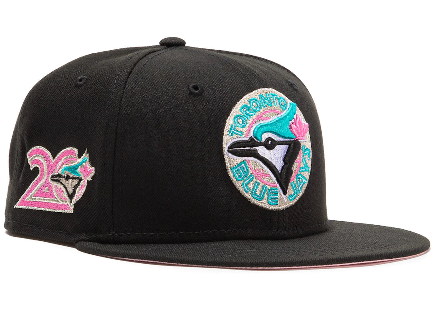 New Era Toronto Blue Jays Beer Pack 20th Anniversary Patch Hat Club Exclusive 59Fifty Fitted Hat Black/Teal
