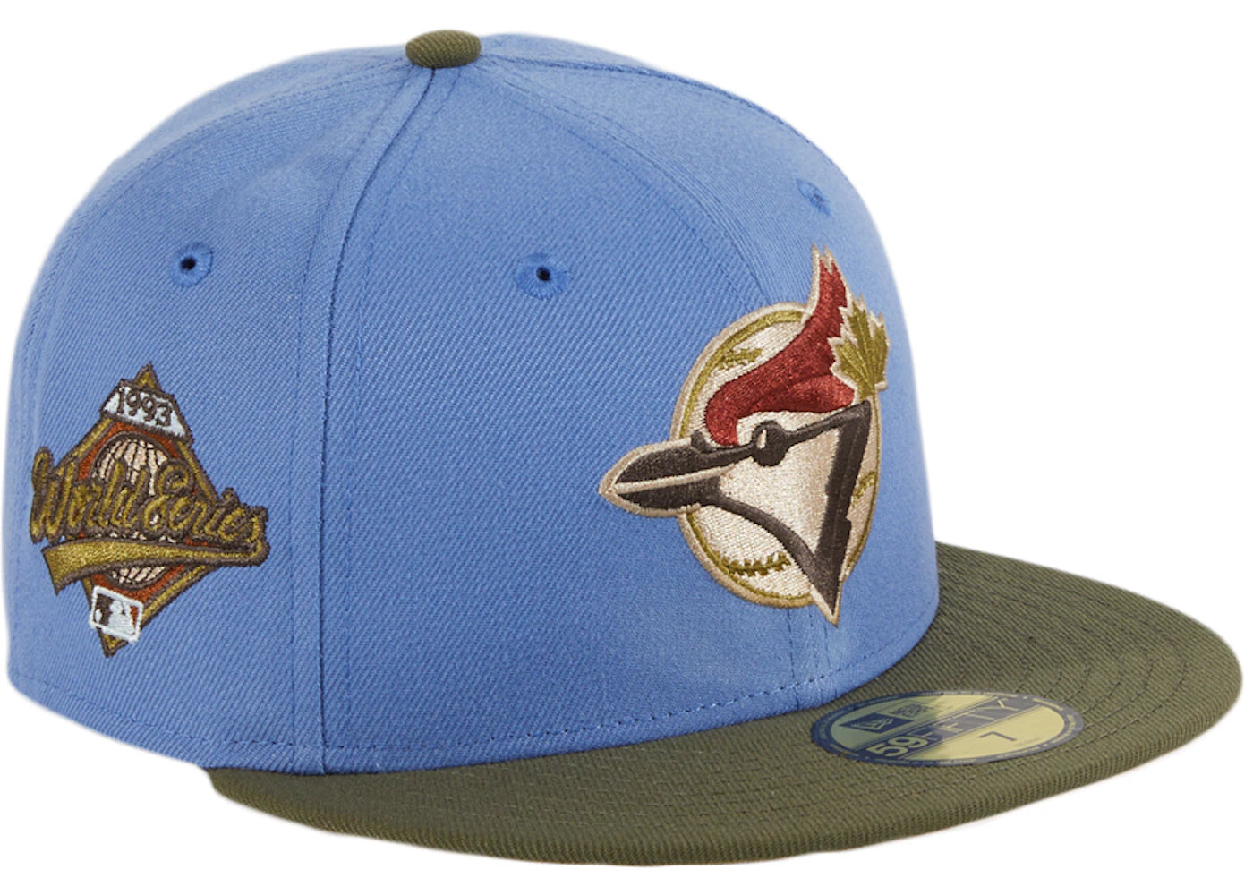 New Era Toronto Blue Jays Great Outdoors 1992 World Series Patch Hat Club Exclusive 59Fifty Fitted Hat Indigo/Olive