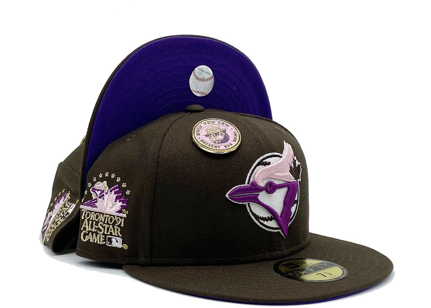 New Era Toronto Blue Jays No Bad Brims Collection 1991 All Star Game Capsule Hats Exclusive 59Fifty Fitted Hat Brown/Purple