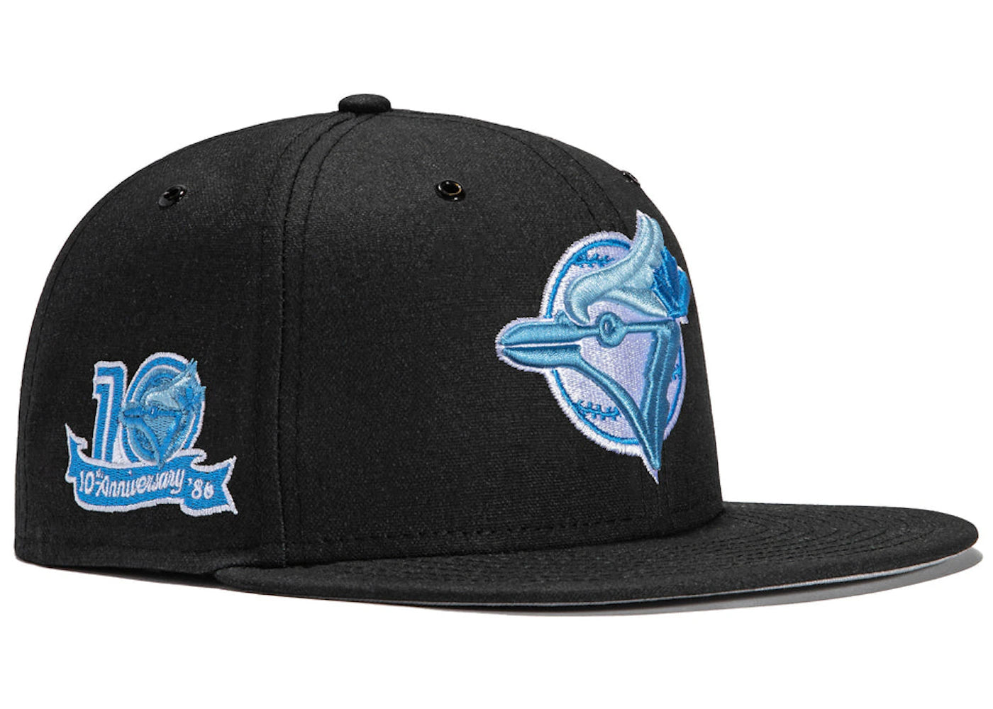 New Era x Hat Club Exclusive Aux Pack Vinyl Toronto Blue Jays 10th Anniversary Patch 59Fifty Fitted Hat Black