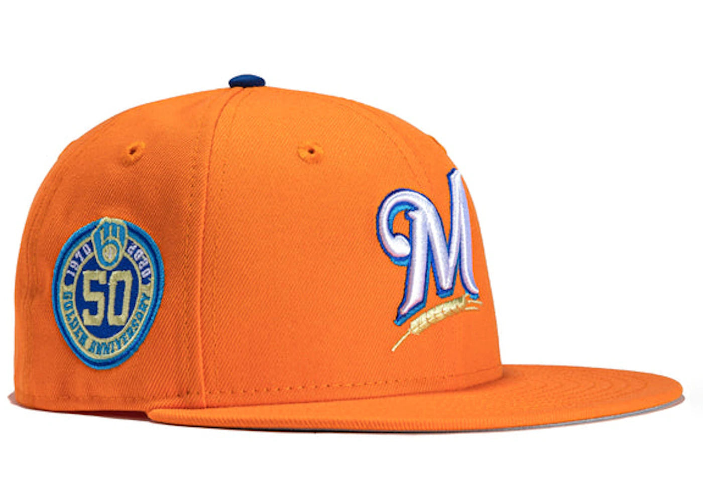 New Era x Hat Club Exclusive Cereal Pack Bonus Flavors Milwaukee Brewers 50th Anniversary Patch 59Fifty Fitted Hat Orange