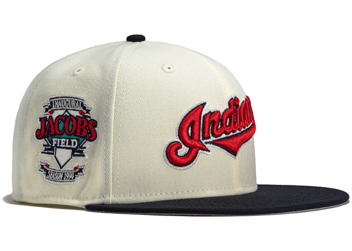 New Era x Hat Club Exclusive Cleveland Indians Jacobs Field Patch 59Fifty Fitted Hat White/Navy