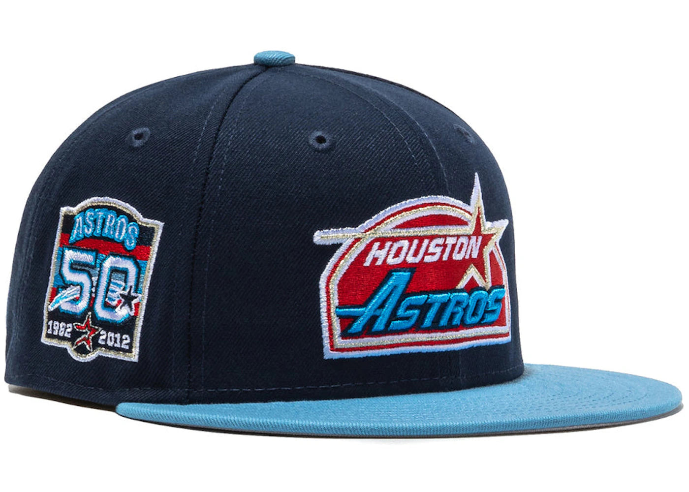 New Era x Hat Club Exclusive Cool Fashion Houston Astros 50th Anniversary Patch 59Fifty Fitted Hat Navy/Red