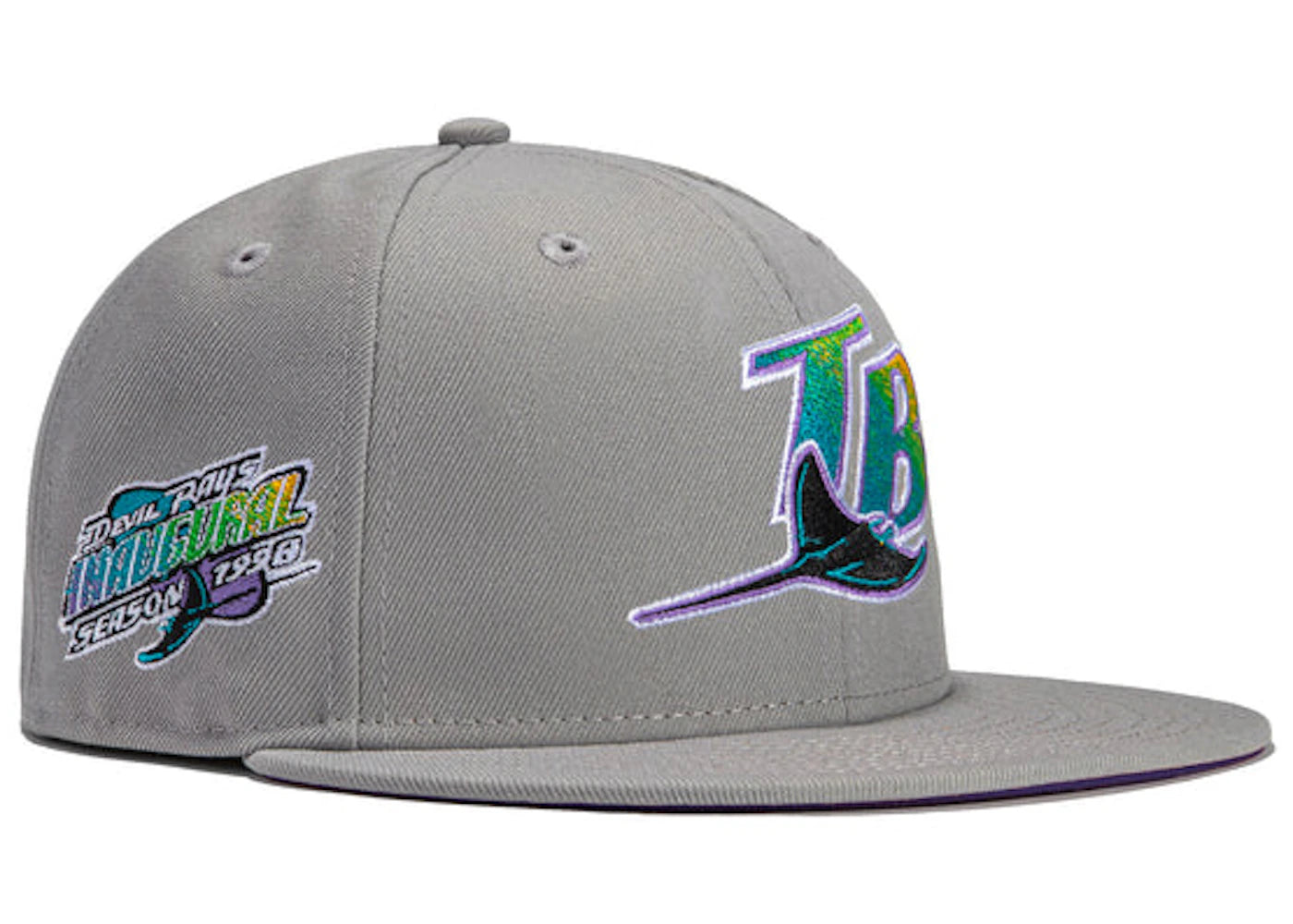 New Era x Hat Club Exclusive Grey OTC Tampa Bay Rays Inaugural Patch 59Fifty Fitted Hat Grey