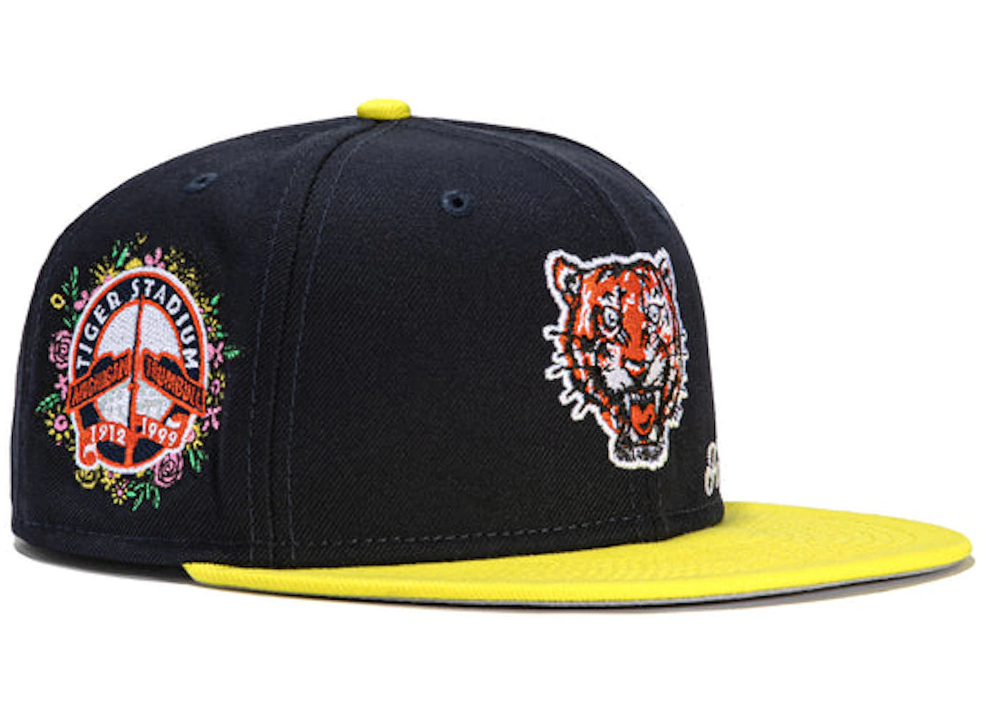 New Era x Hat Club Exclusive Jae Tips Forever Detroit Tigers Stadium Patch 59Fifty Fitted Hat Navy/Yellow