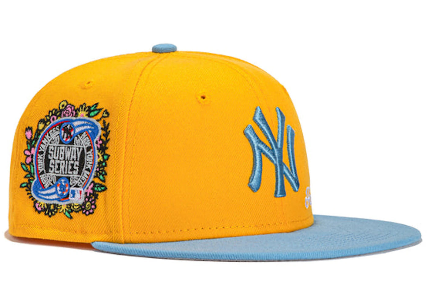 New Era x Hat Club Exclusive Jae Tips Forever New York Yankees 2000 Subway Series Patch 59Fifty Fitted Hat Gold/Light Blue
