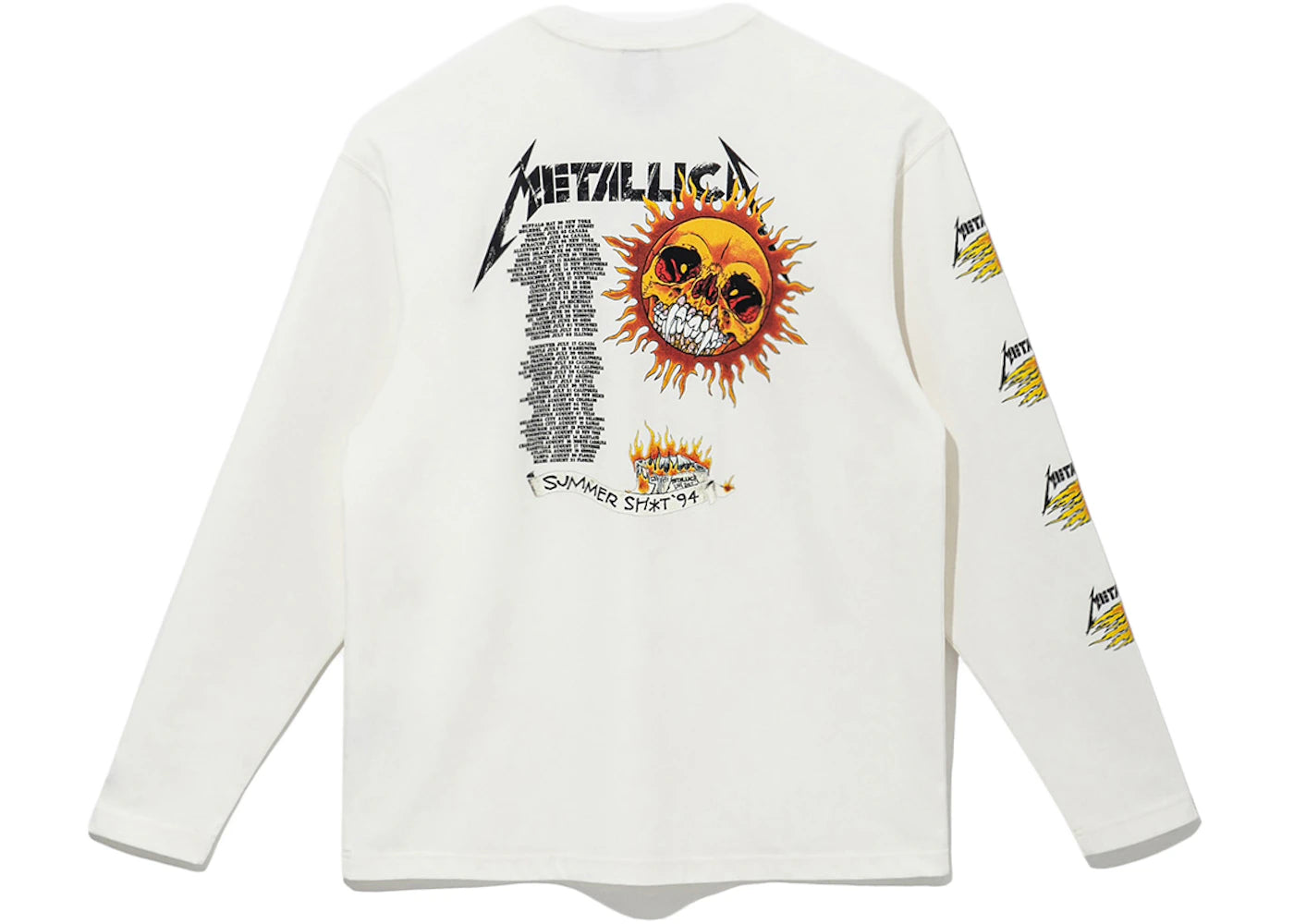 New Era x Metallica Flaming Skull L/S T-Shirt Off White