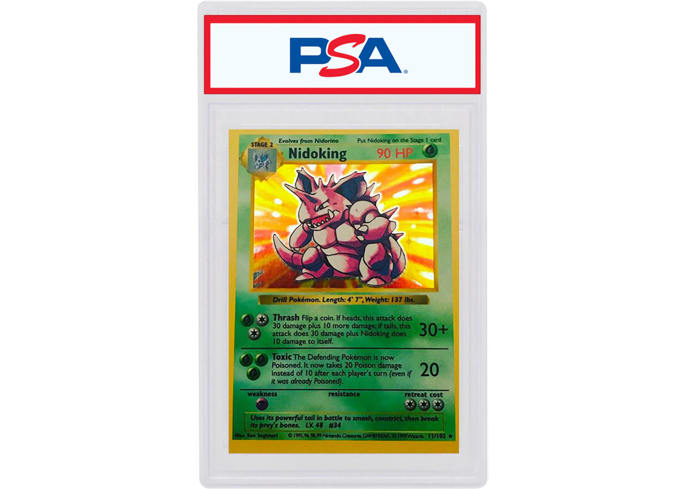 Nidoking-Holo 1999 Pokemon TCG Base Set Shadowless #11/102 (PSA or BGS Graded)