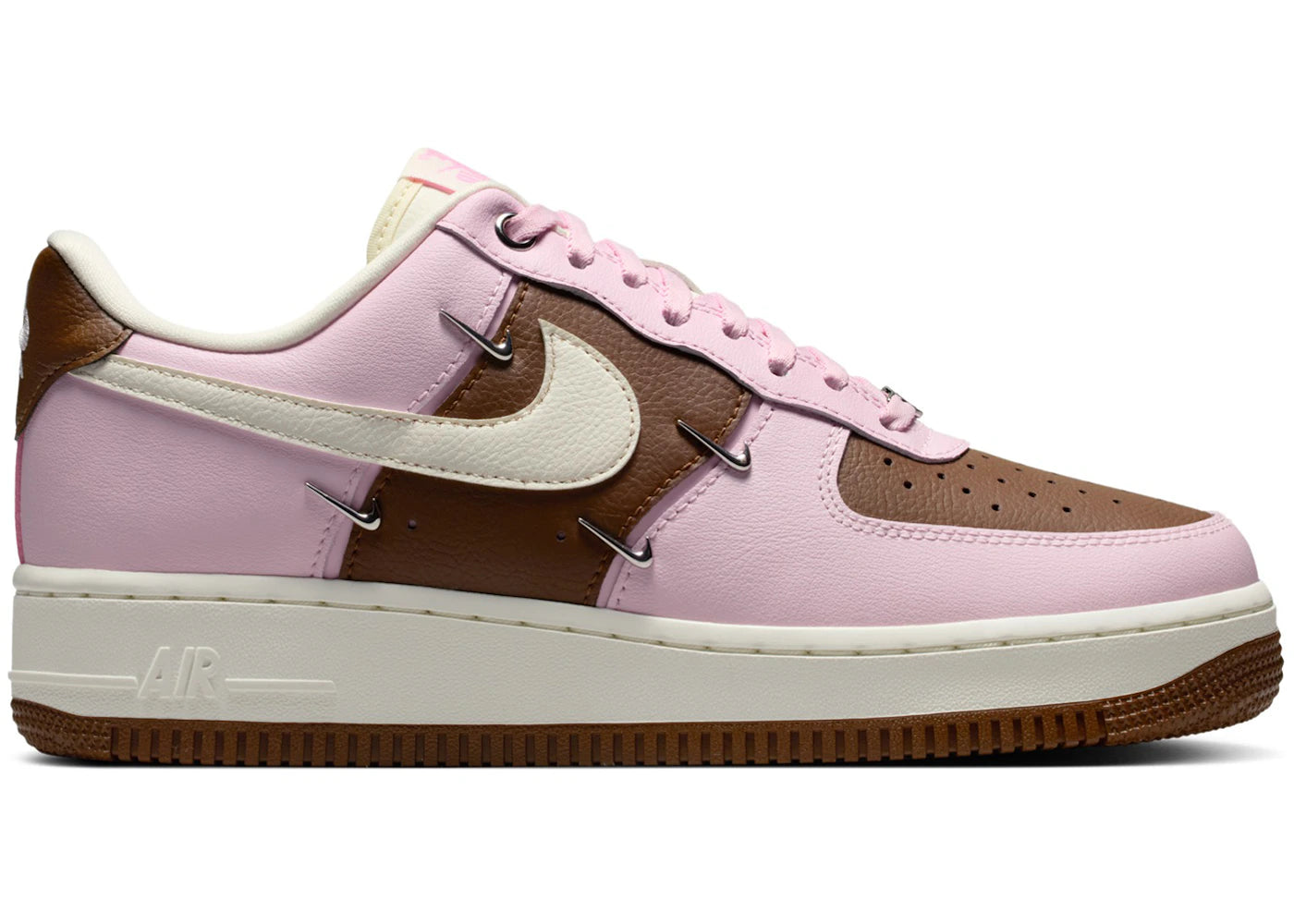 Nike Air Force 1 Low '07 LX Cacao Wow Pink Foam Metallic Silver Mini Swoosh (Women's)