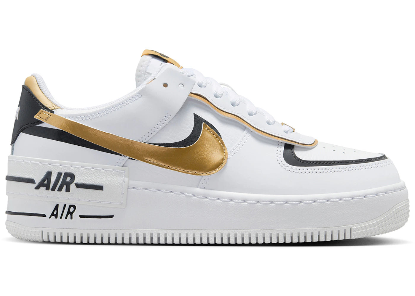 Nike Air Force 1 Low Shadow White Black Metallic Gold (Women's)