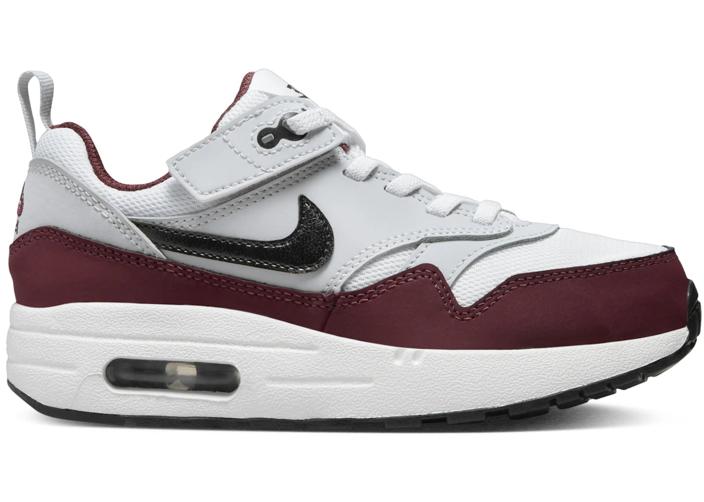 Nike Air Max 1 EasyOn White Dark Team Red Heather Pure Platinum Black (PS)