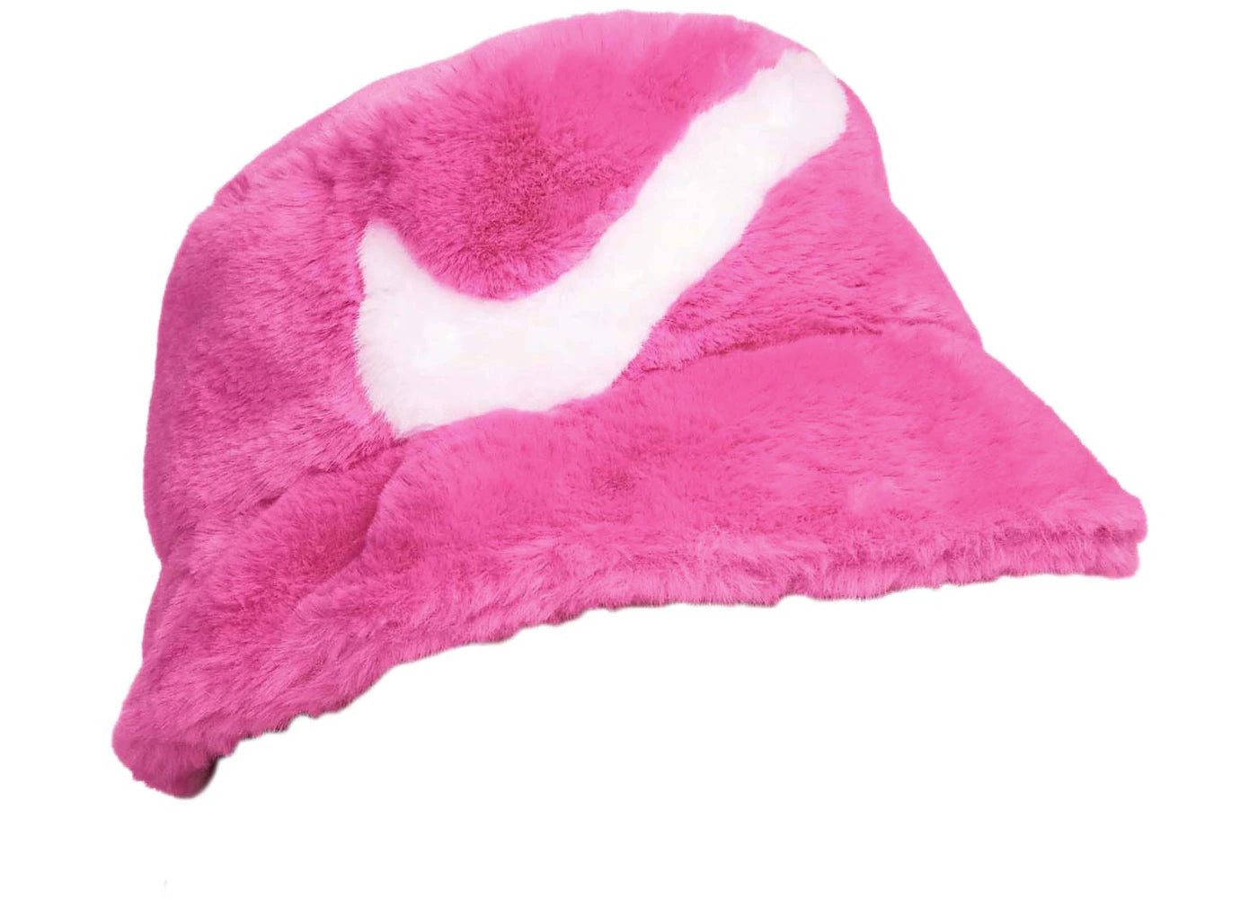 Nike Apex Faux Fur Swoosh Bucket Hat Laser Fuchsia/White