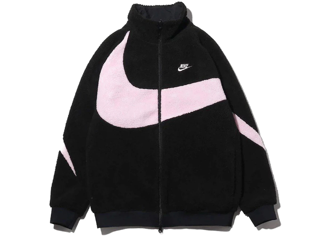 Nike Women's Big Swoosh Reversible Boa Jacket (Asia Sizing) Black Prism Pink