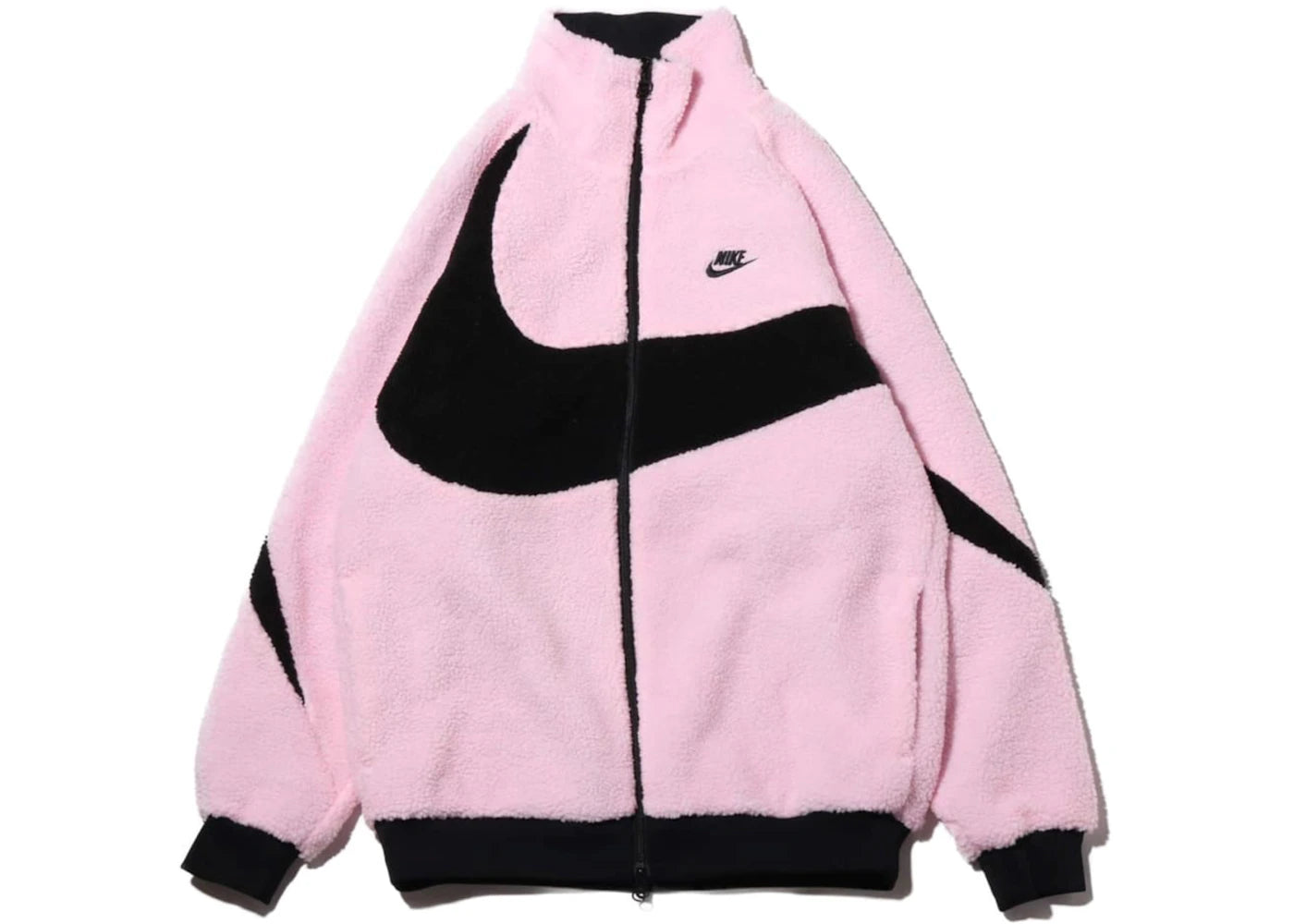 Nike Women's Big Swoosh Reversible Boa Jacket (Asia Sizing) Prism Pink Black