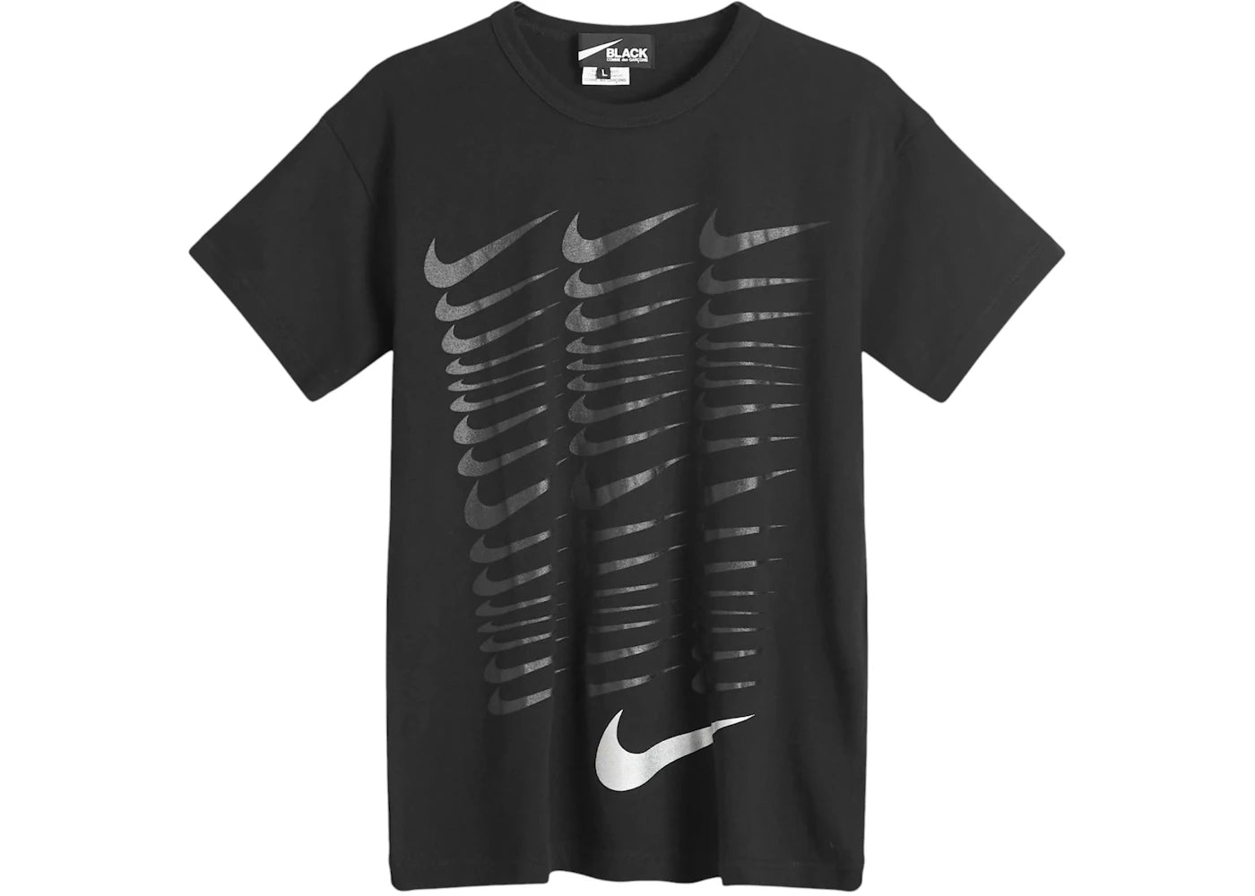 Nike Comme des Garcons Black Tonal Swoosh Print T-shirt Black