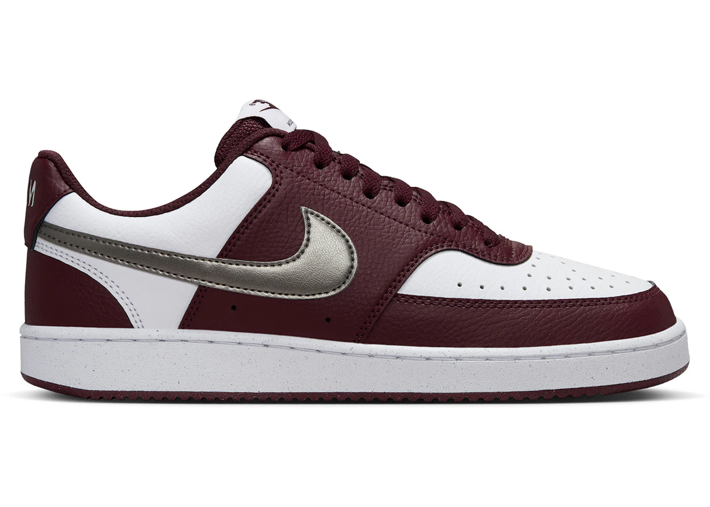 Nike Court Vision Low White Burgundy Metallic Pewter (Women's)