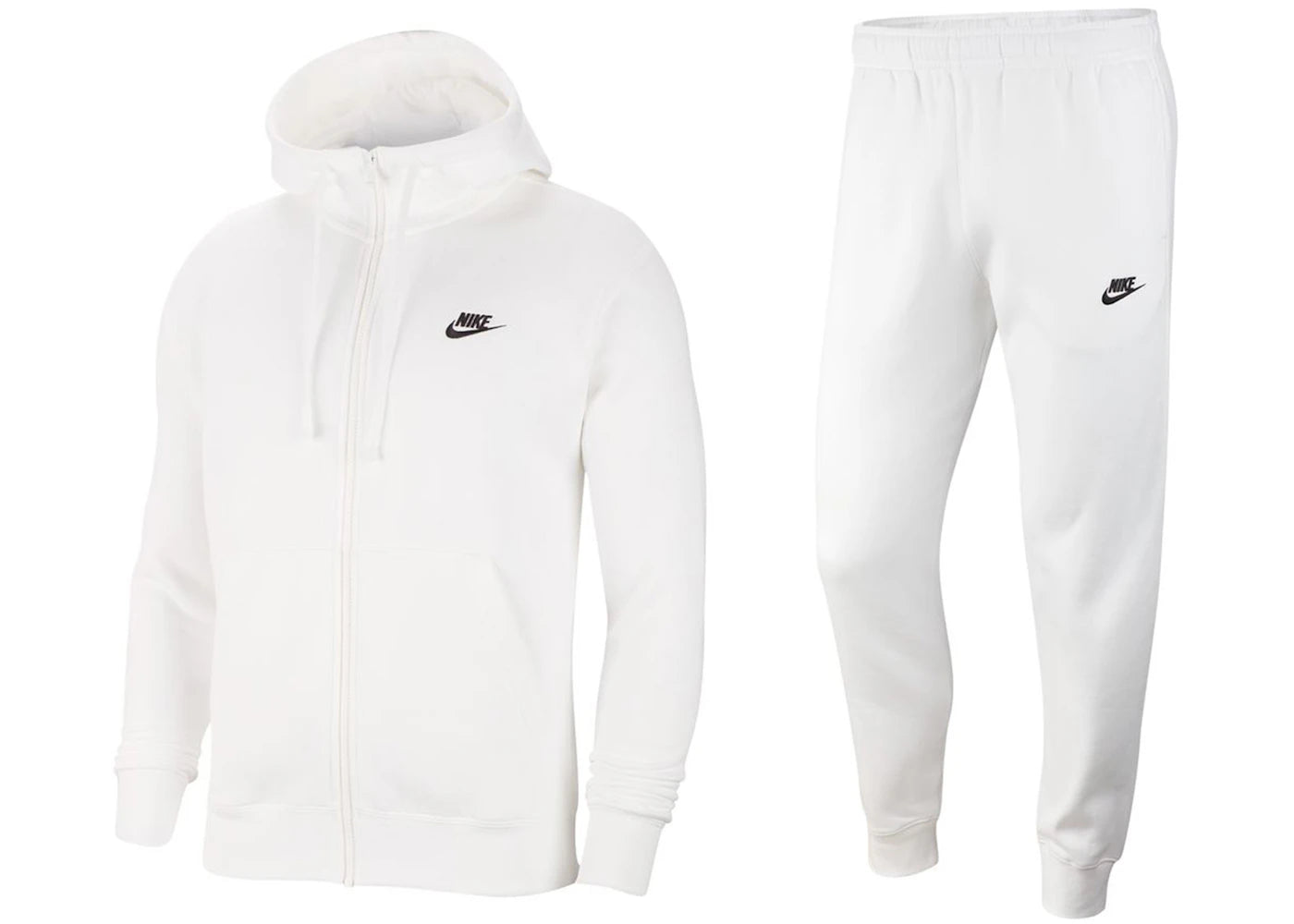 Nike Sportswear Club Fleece Full-Zip Hoodie & Joggers Set White/White/Black