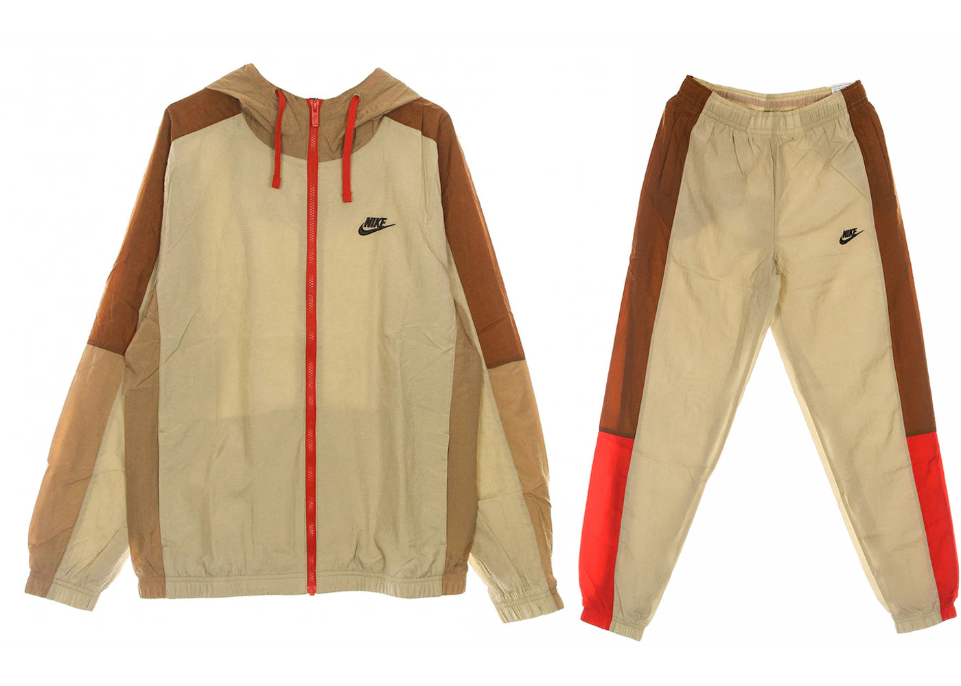 Nike Sportswear Essentials Woven Hooded Tracksuit Beige/Crimson/Smokey Topaz