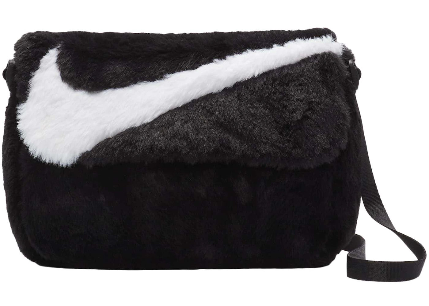 Nike Sportswear Futura 365 Faux Fur Crossbody Bag (1L) Black/Black/White